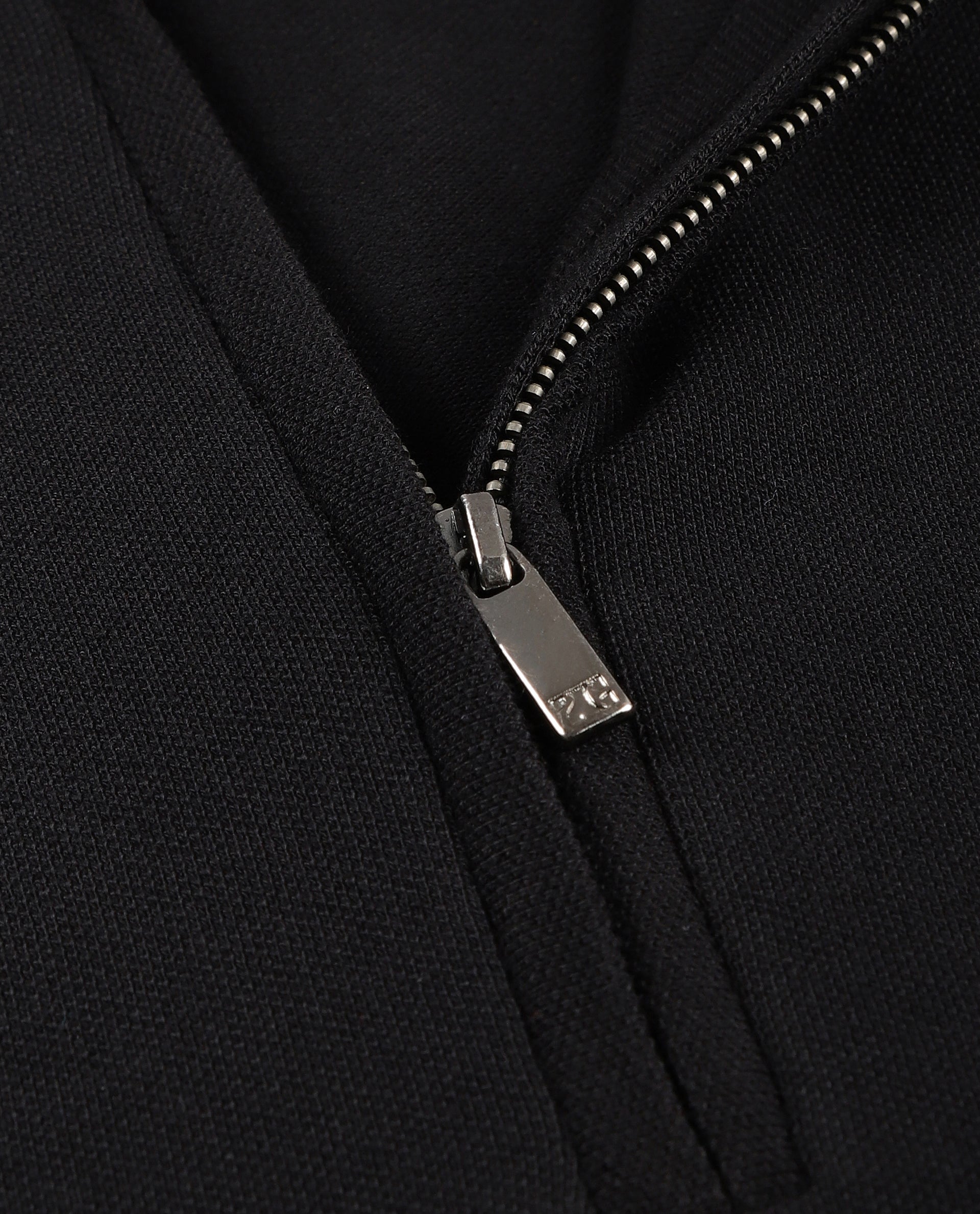 Charcoal Black Pique Polo with 7C Metal Zip, Metal Badge