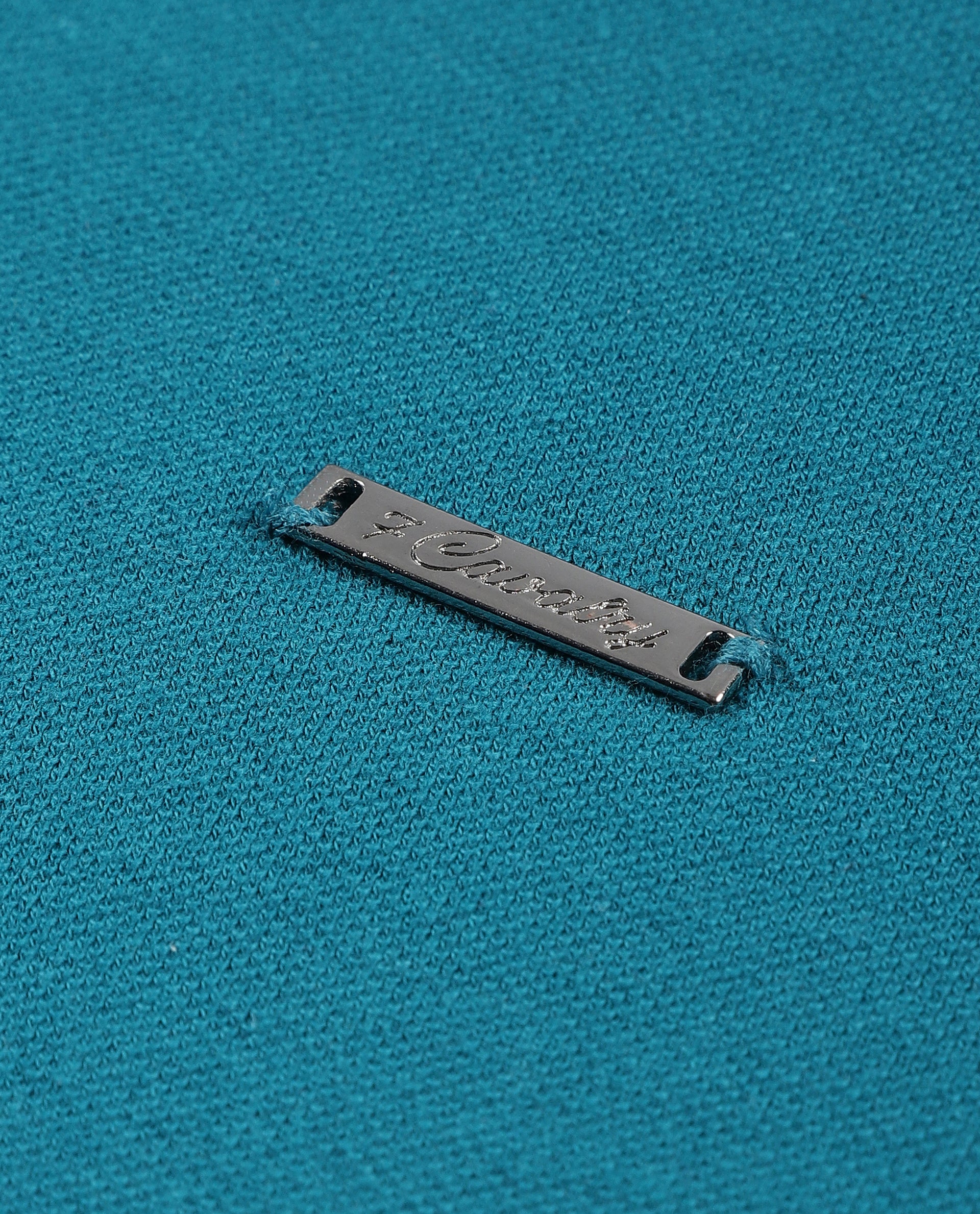 Ocean Teal Pique Polo with 7C Metal Zip, Metal Badge