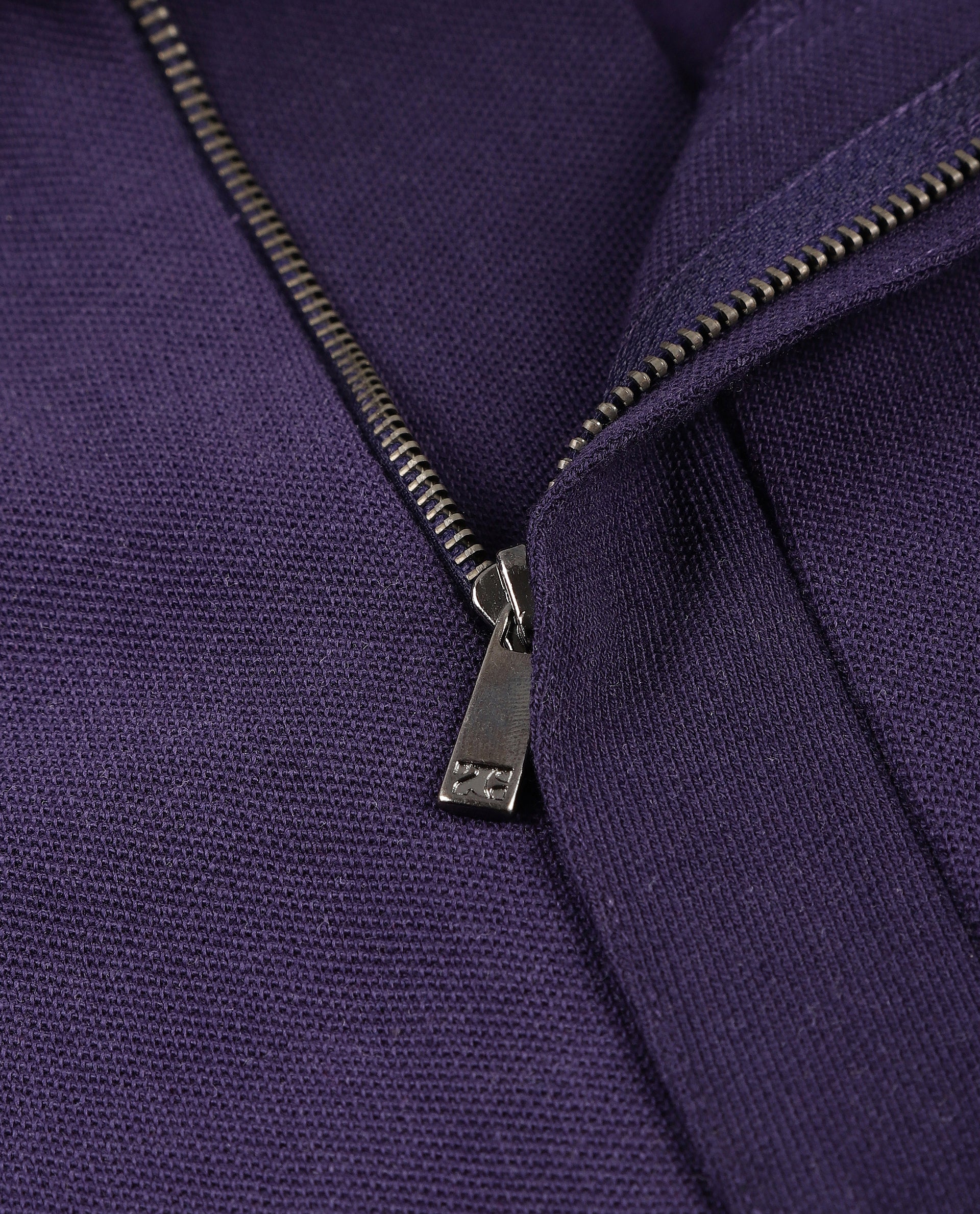 Deep Purple Pique Polo with Concealed 7C Metal Zip, HD Print