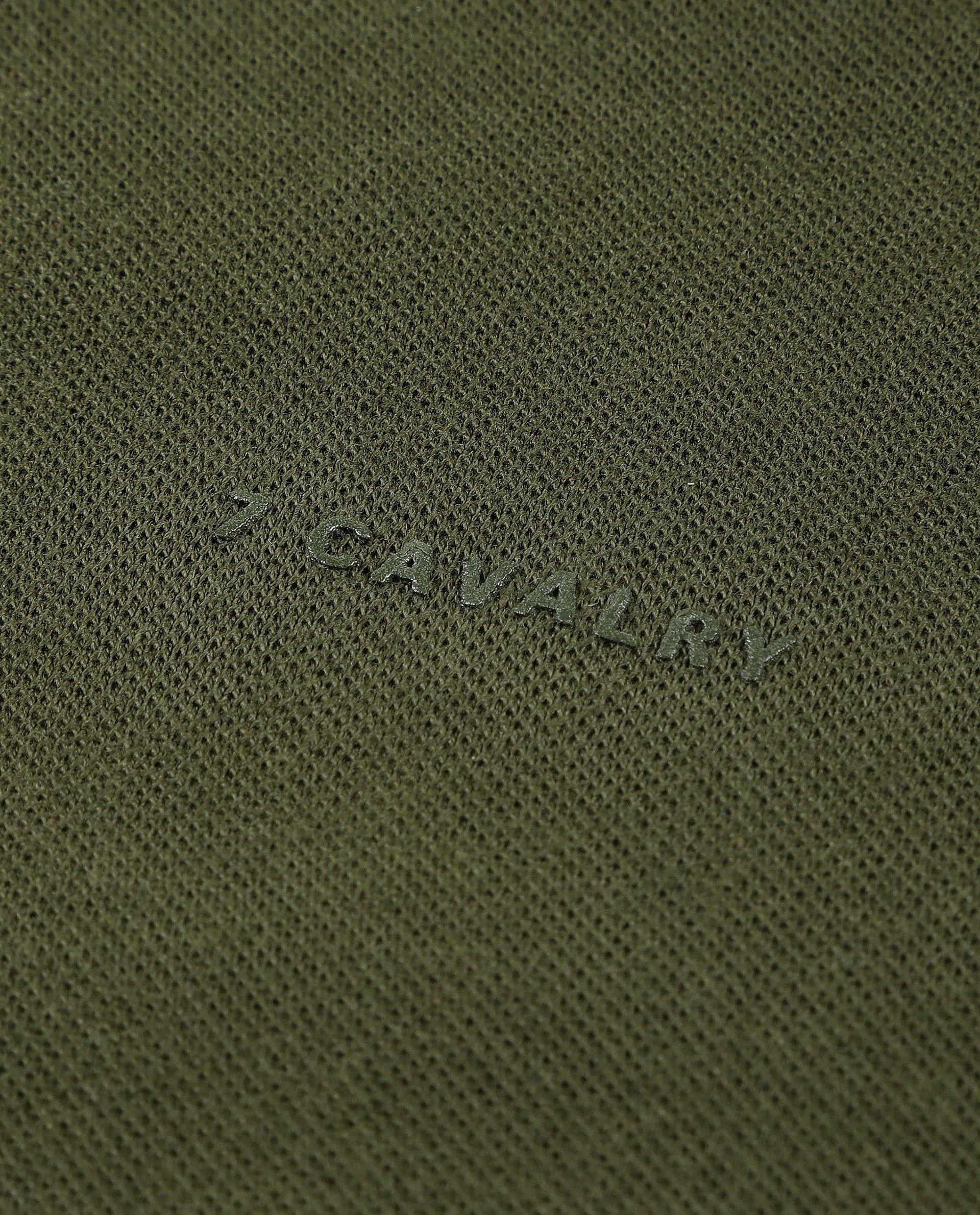 Vintage Olive Pique Johnny Collar Polo with HD Print