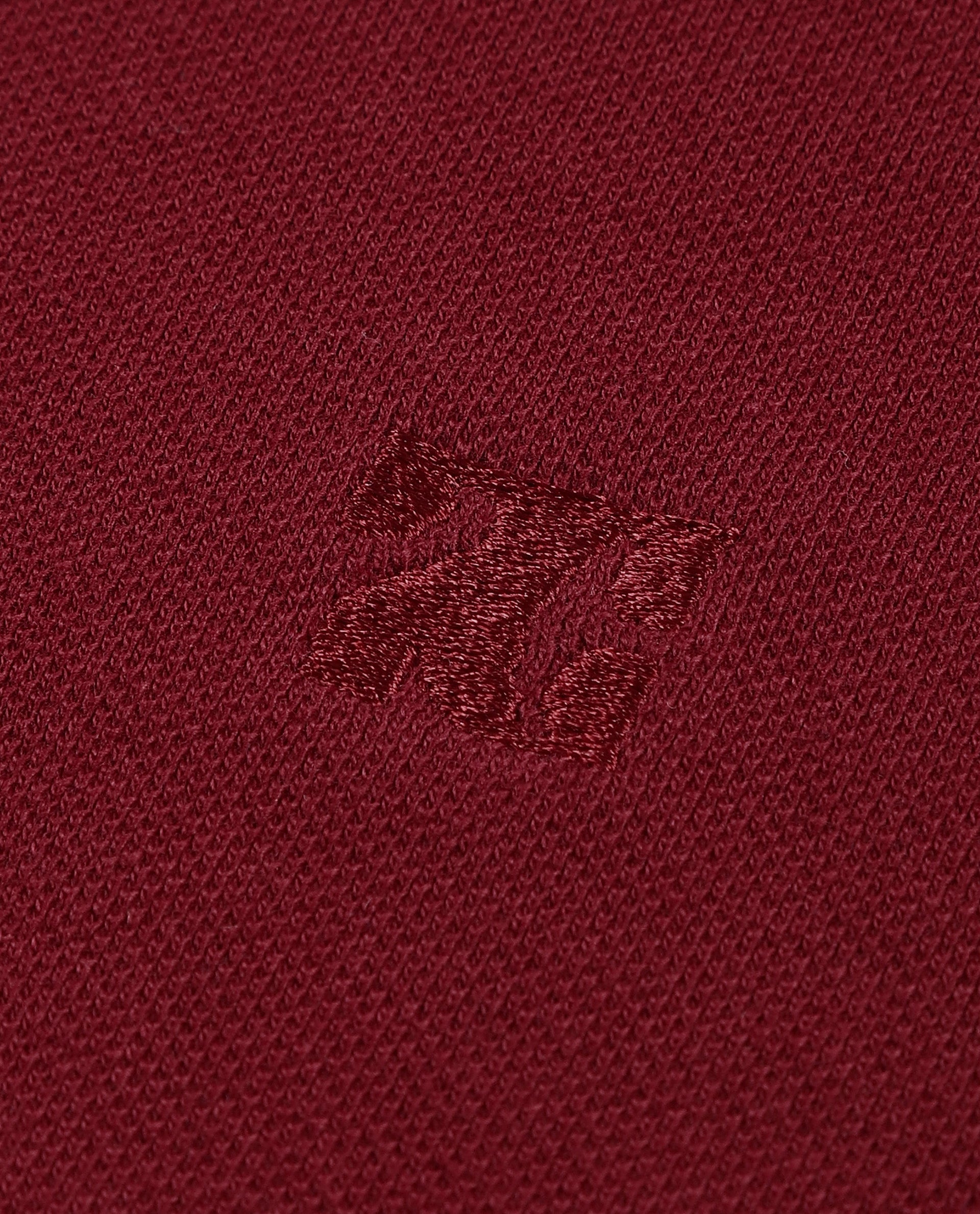 Bordeaux Maroon Pique Polo with Tone-on-Tone 7C Embroidery