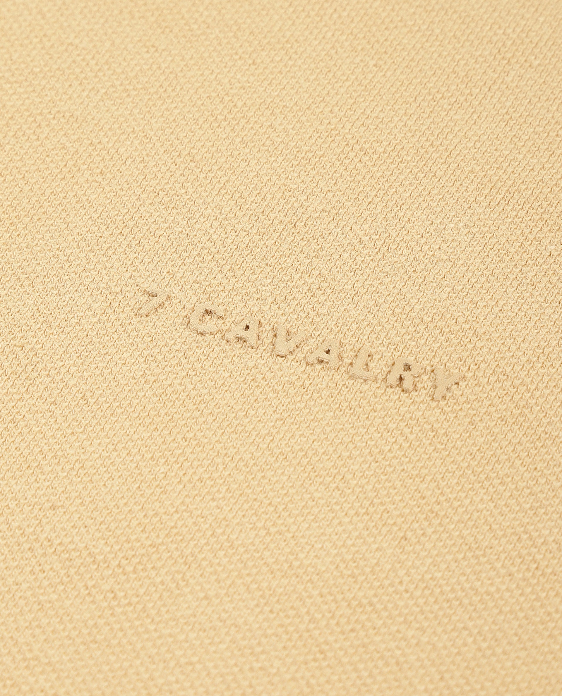 Camel Beige Pique Johnny Collar Polo with HD Print