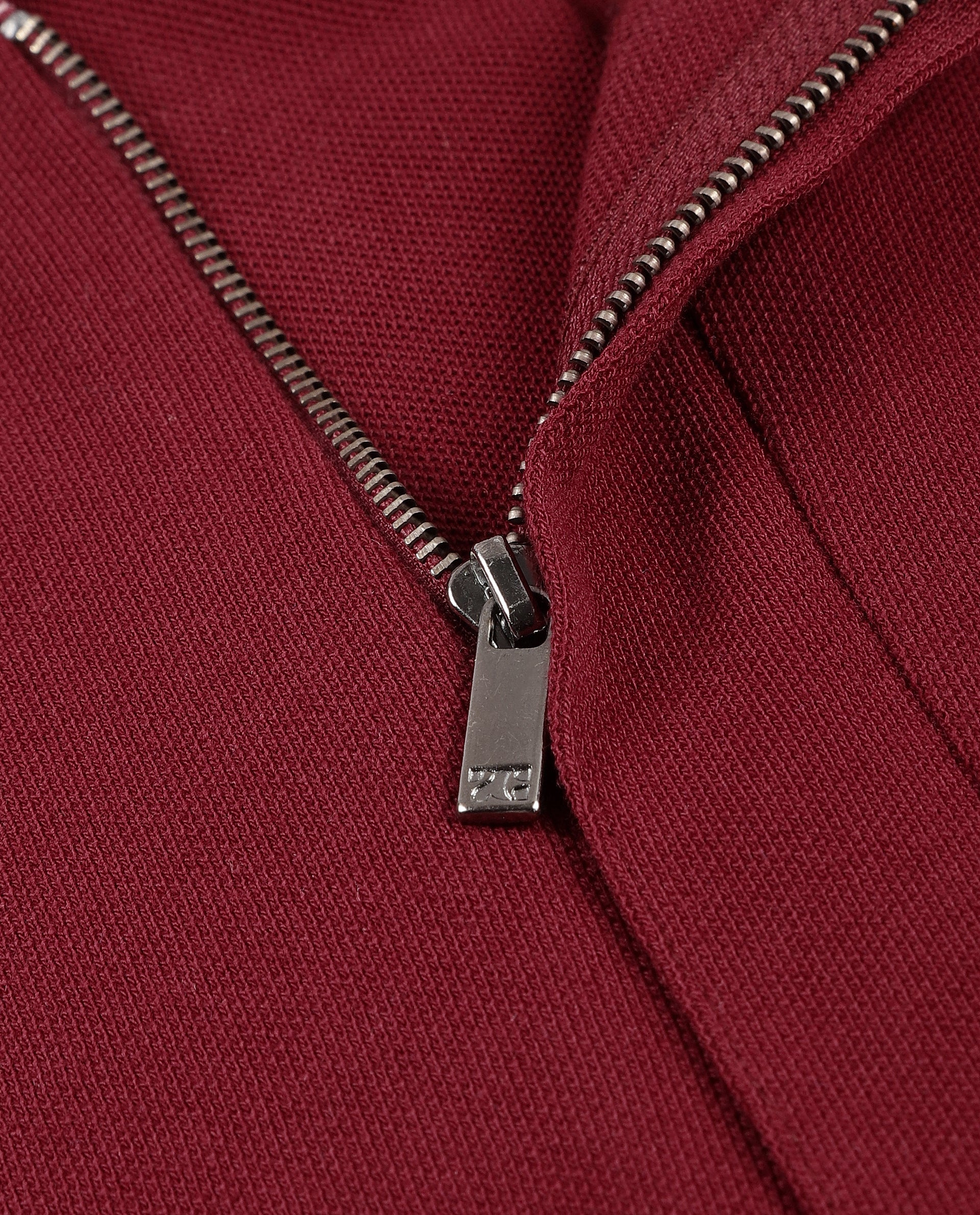 Bordeaux Maroon Pique Polo with Concealed 7C Metal Zip, HD Print