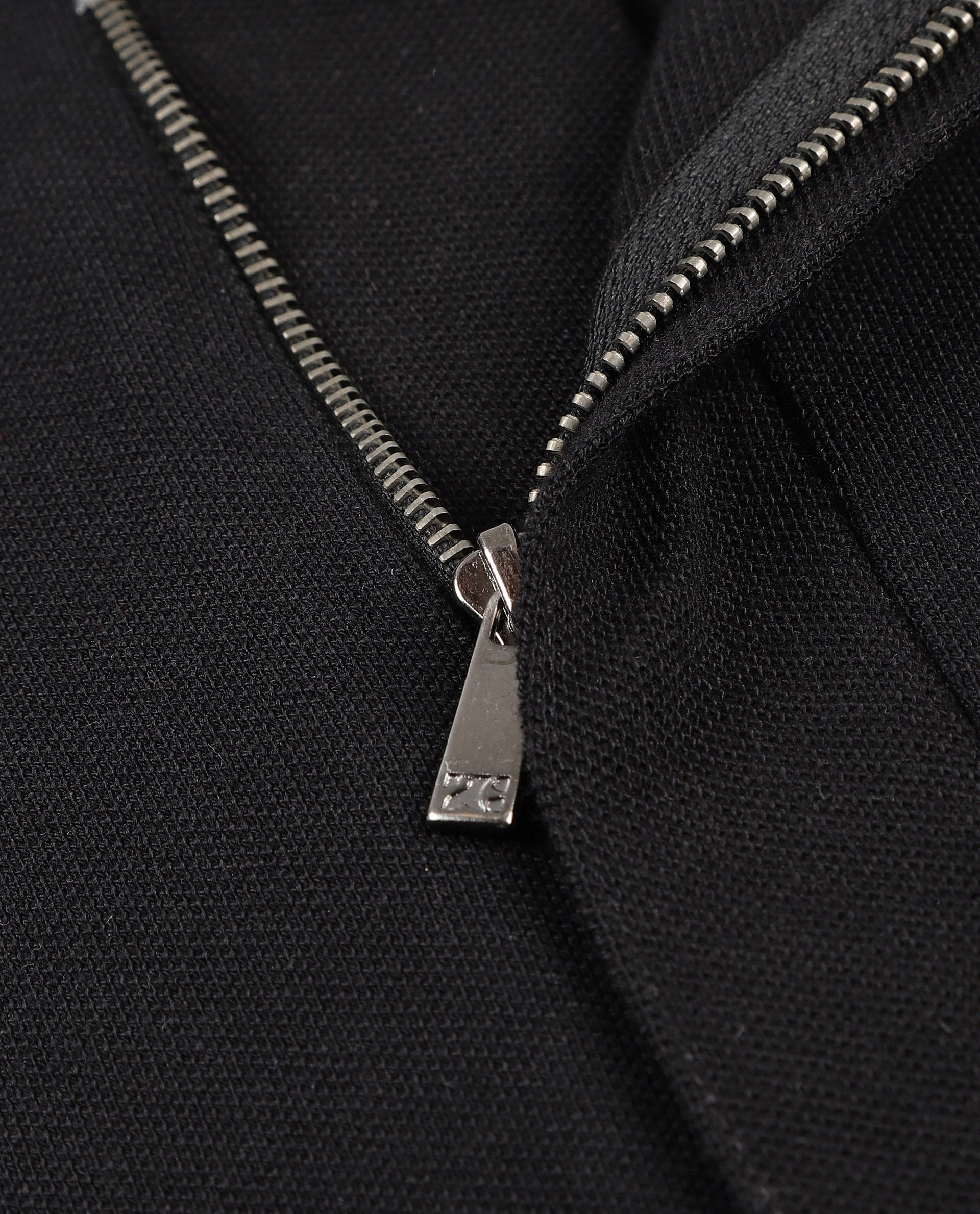 Charcoal Black Solid Polo with Concealed 7C Metal Zip, HD Print