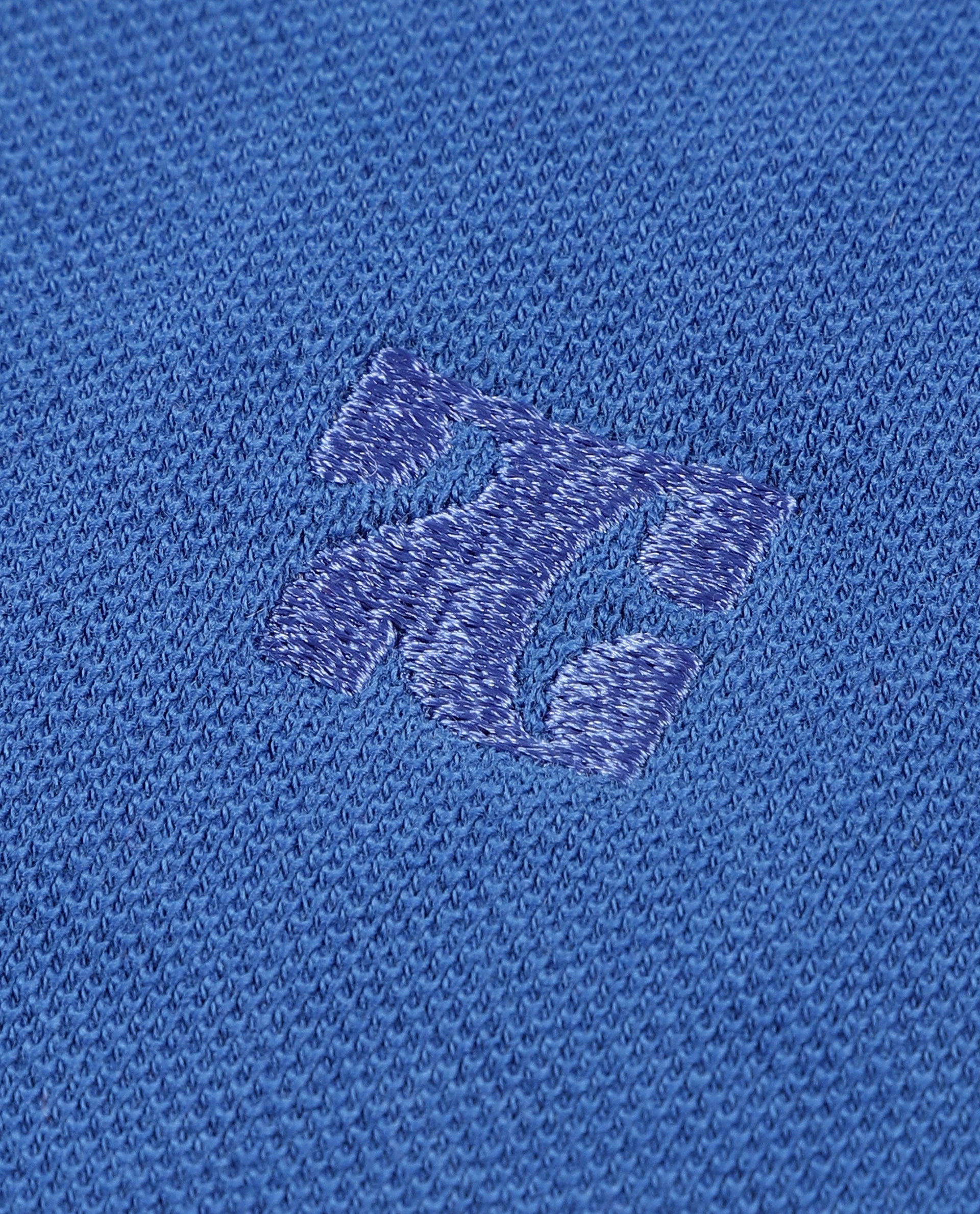 Imperial Prussian Blue Johnny Collar Pique Polo with Tone-on-Tone 7C Embroidery