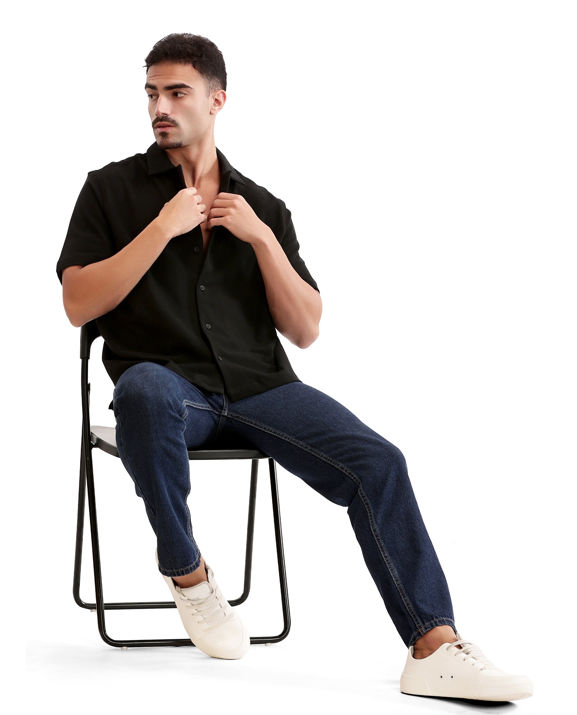 Charcoal Black Pique Knit Shirt