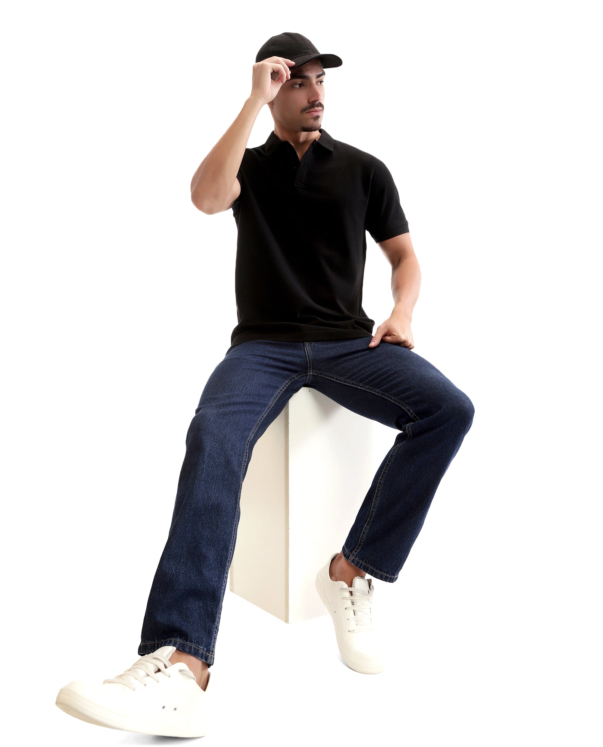 Charcoal Black Pique Polo