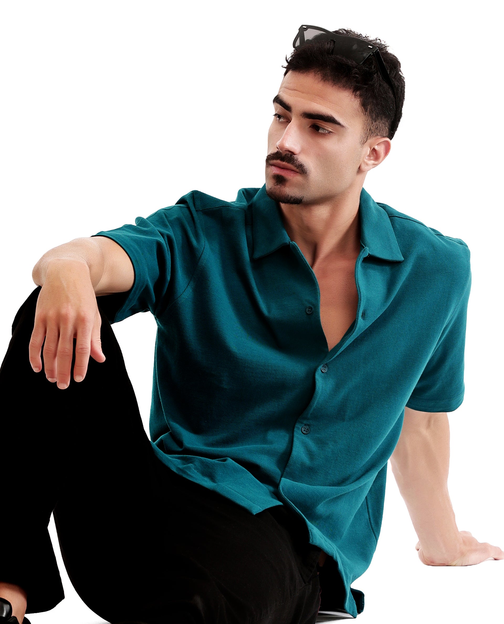 Ocean Teal Pique Knit Shirt