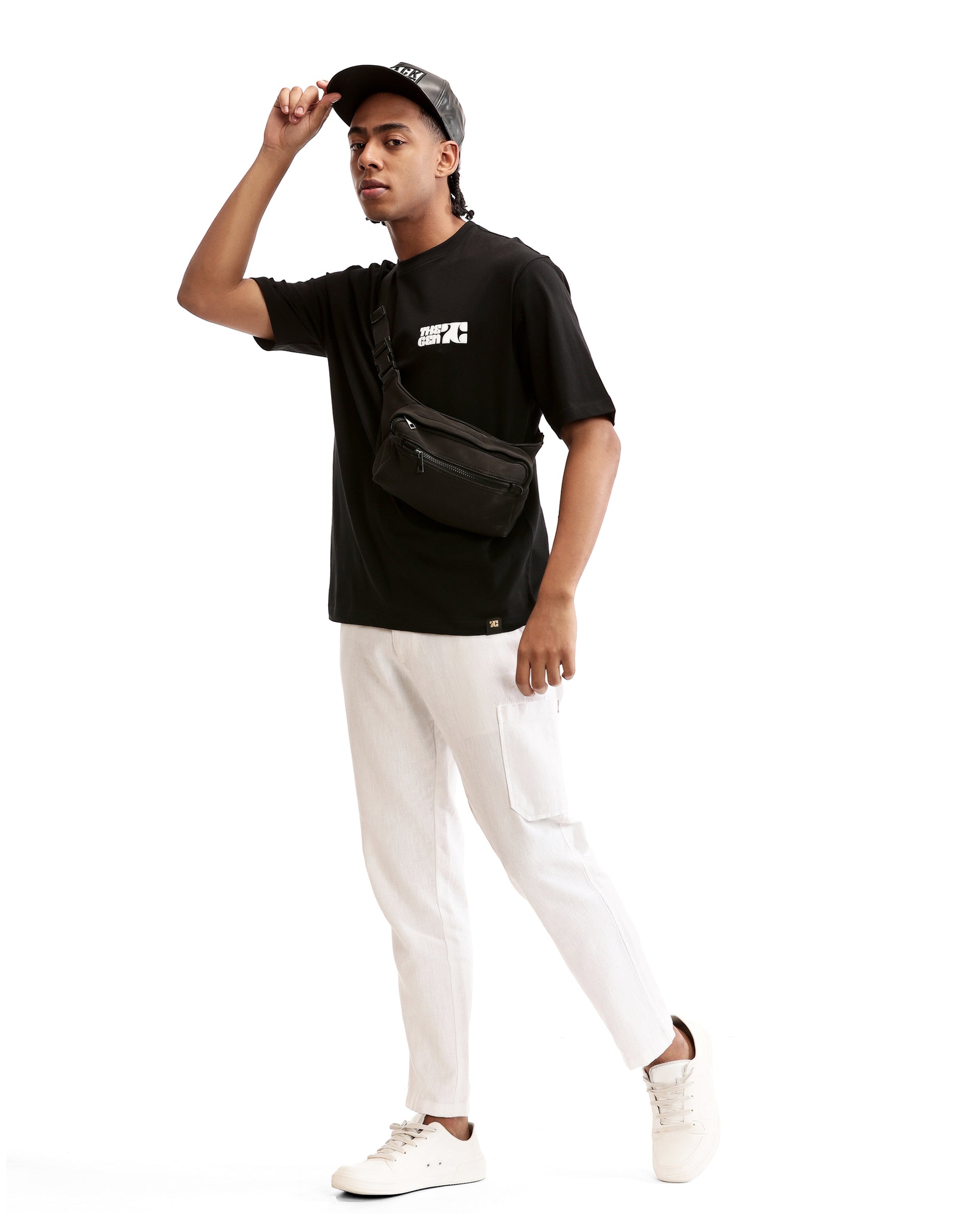 Charcoal Black Single Jersey Crew Neck Oversized T-Shirt with 7C Premium HD Print