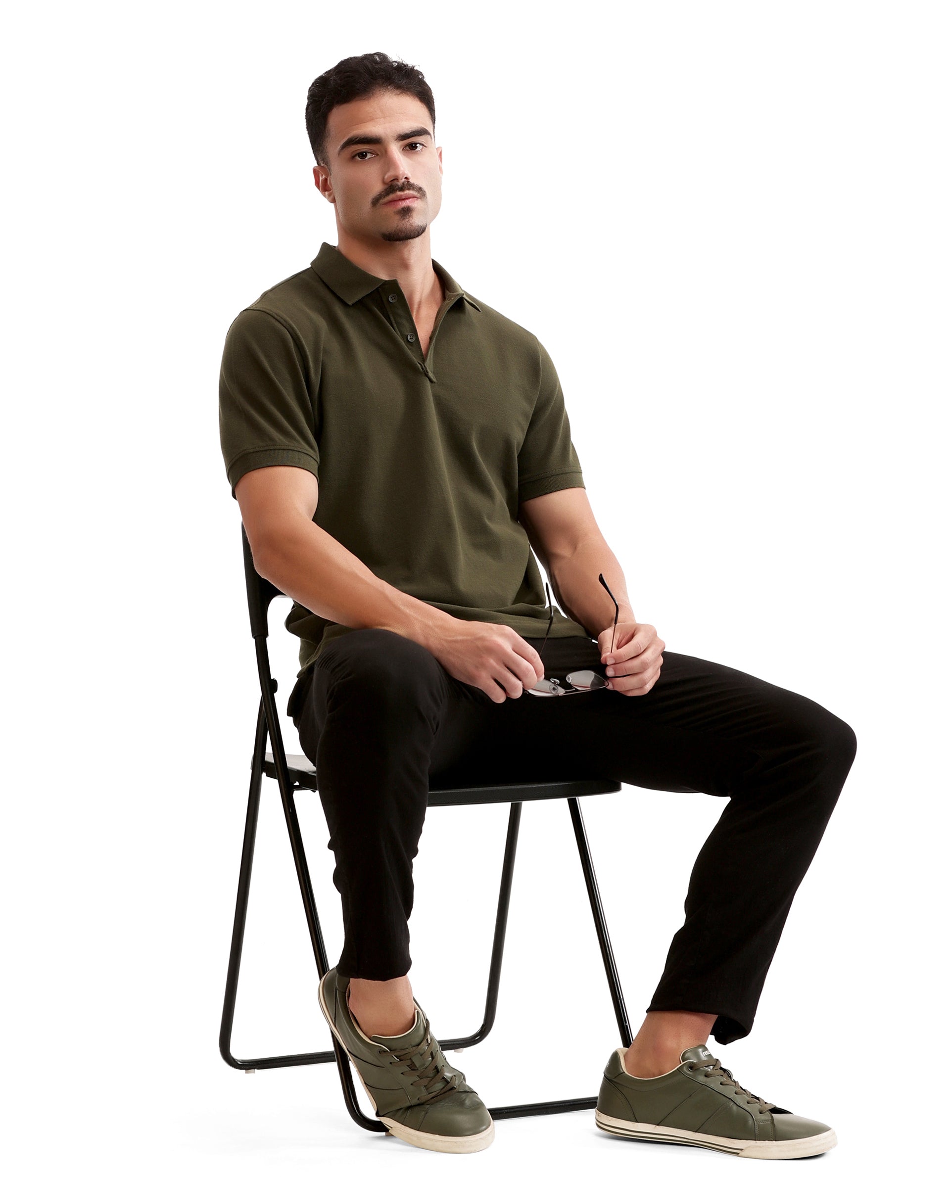Vintage Olive Pique Polo