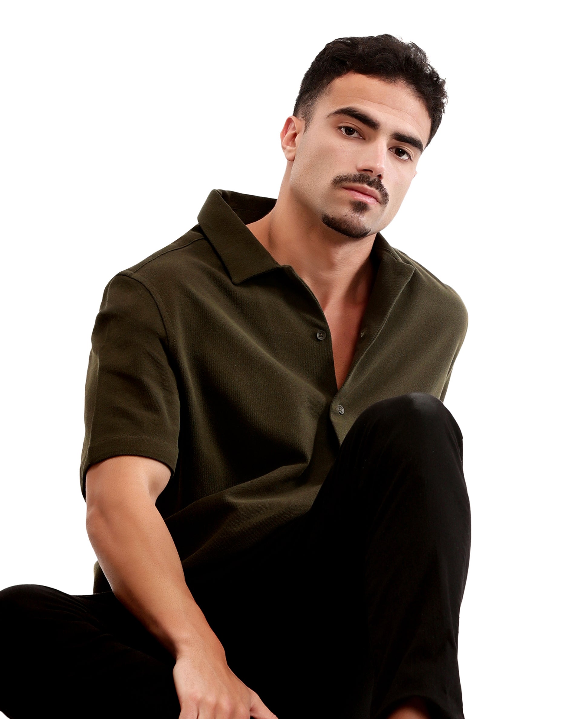 Vintage Olive Pique Knit Shirt