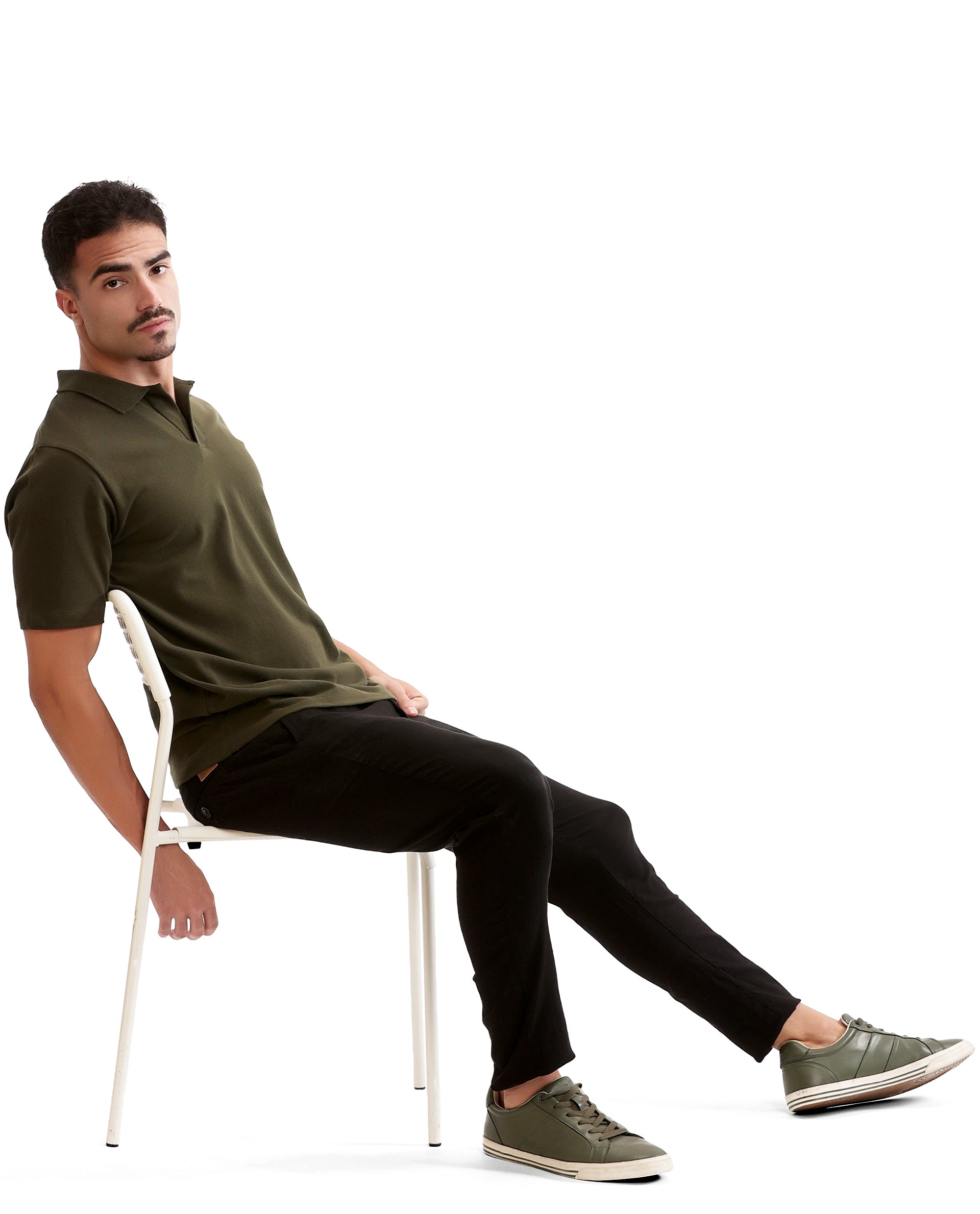Vintage Olive Pique Johnny Collar Polo