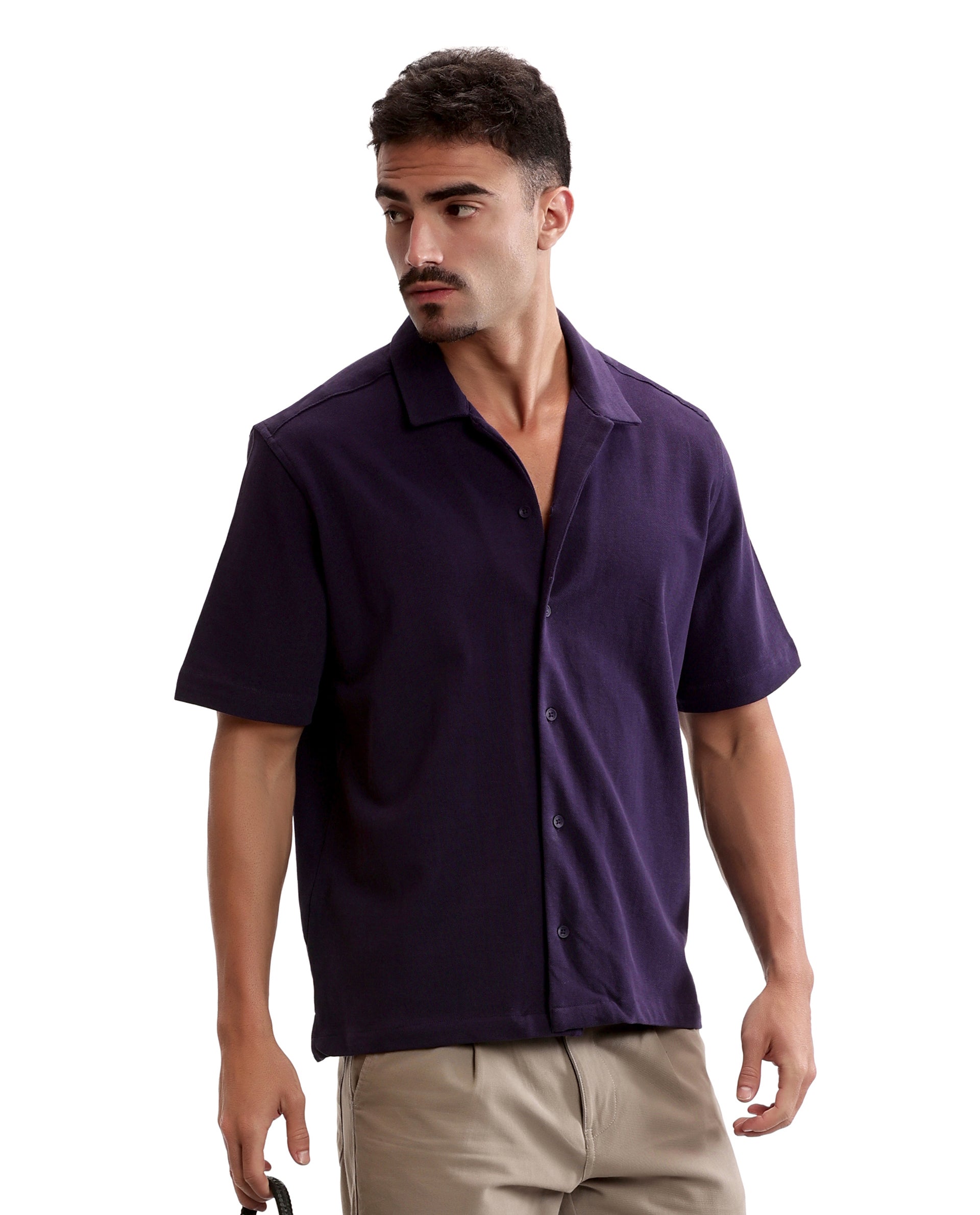 Deep Purple Pique Knit Shirt