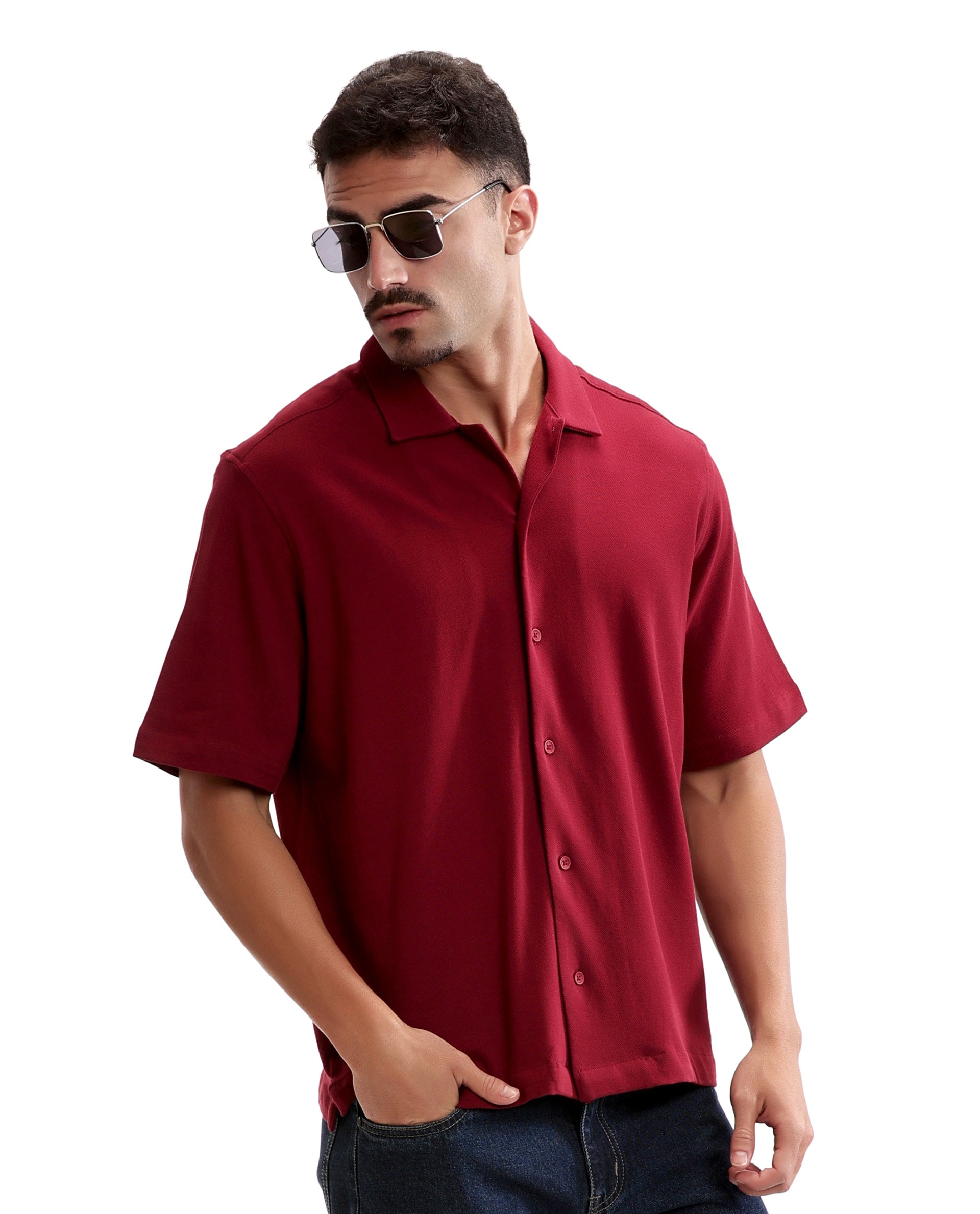 Bordeaux Maroon Pique Knit Shirt