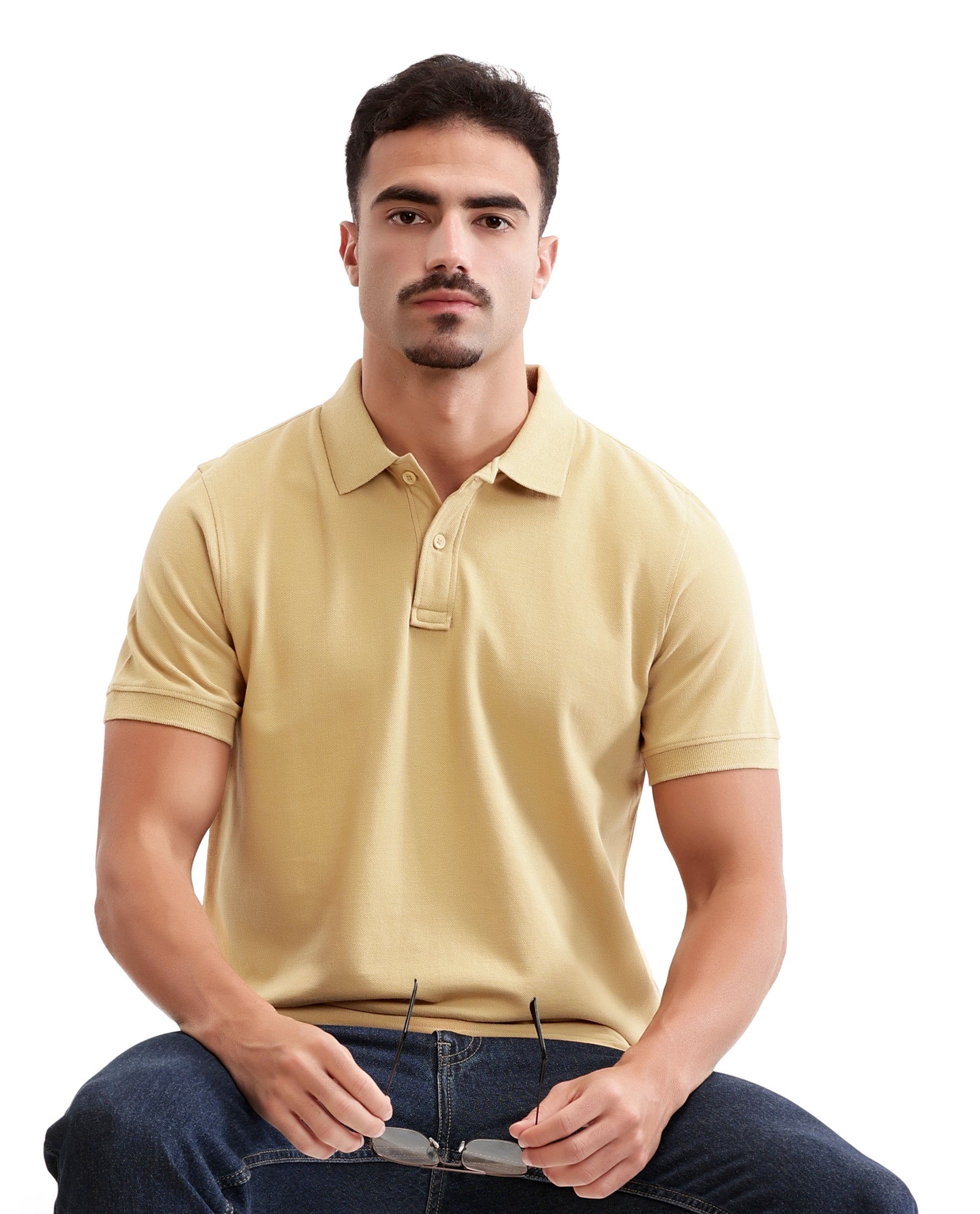 Camel Beige Pique Polo