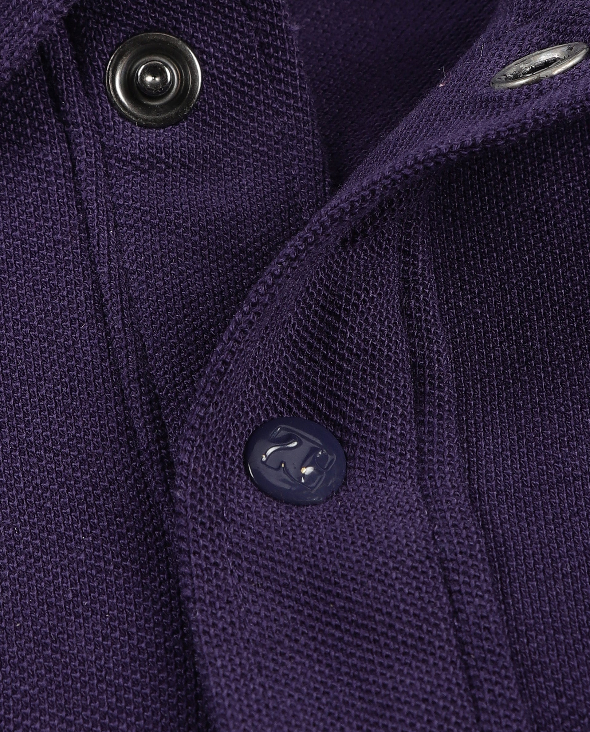Deep Purple Pique Knit Shirt with 7C Engraved Snap Buttons, Gun Metal Badge