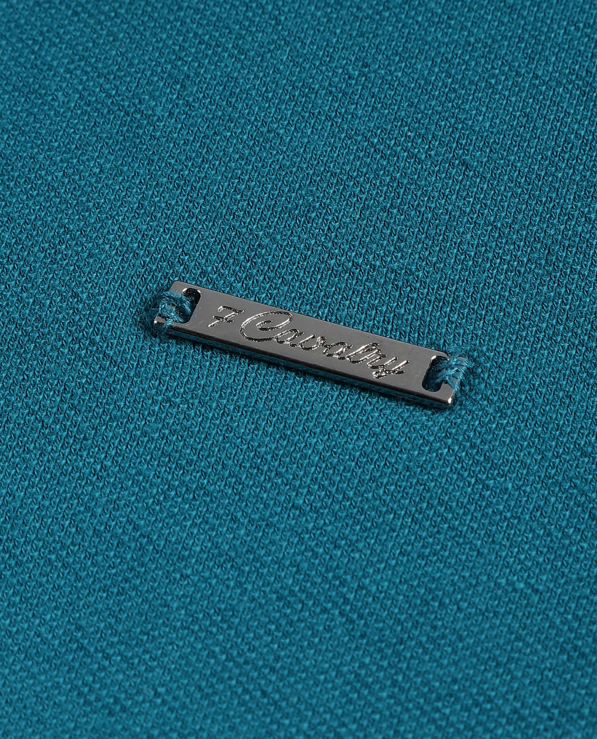 Ocean Teal Pique Knit Shirt with 7C Engraved Snap Buttons, Gun Metal Badge