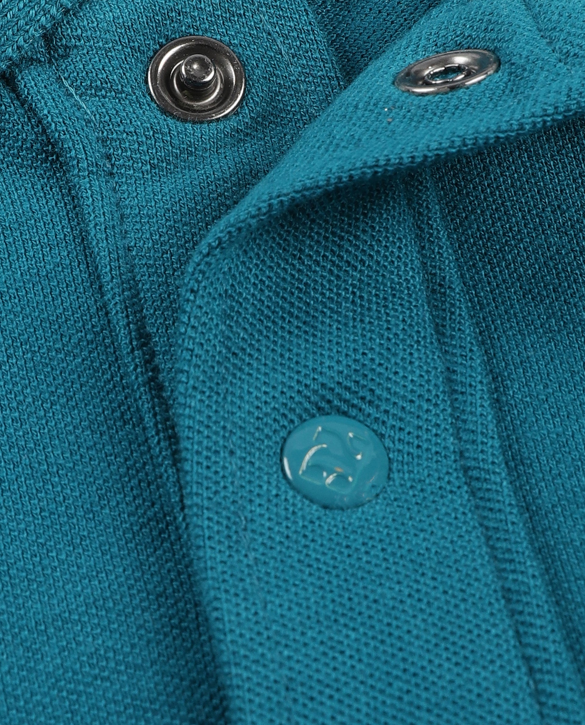 Ocean Teal Pique Knit Shirt with 7C Engraved Snap Buttons, Gun Metal Badge
