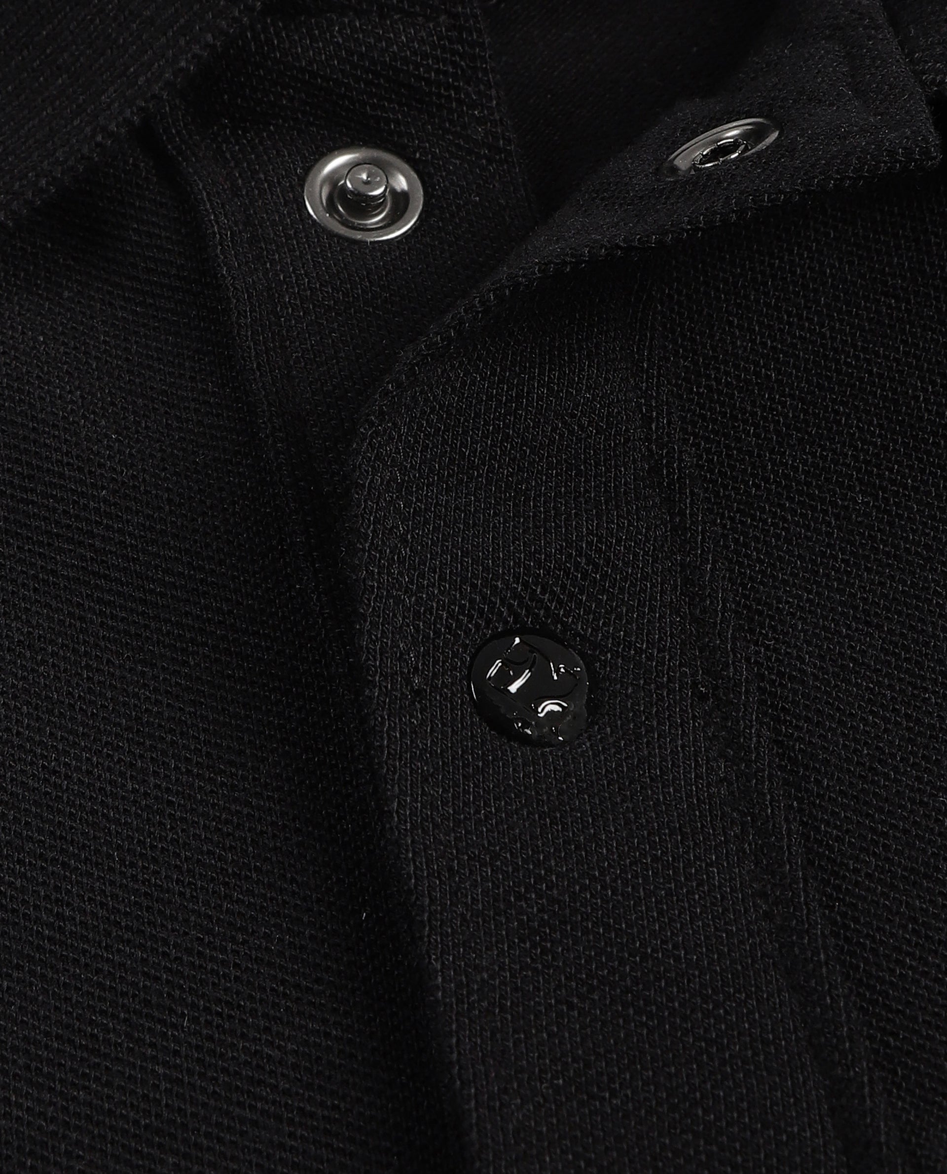 Midnight Navy Blue Pique Knit Shirt with 7C Engraved Snap Buttons, Gun Metal Badge