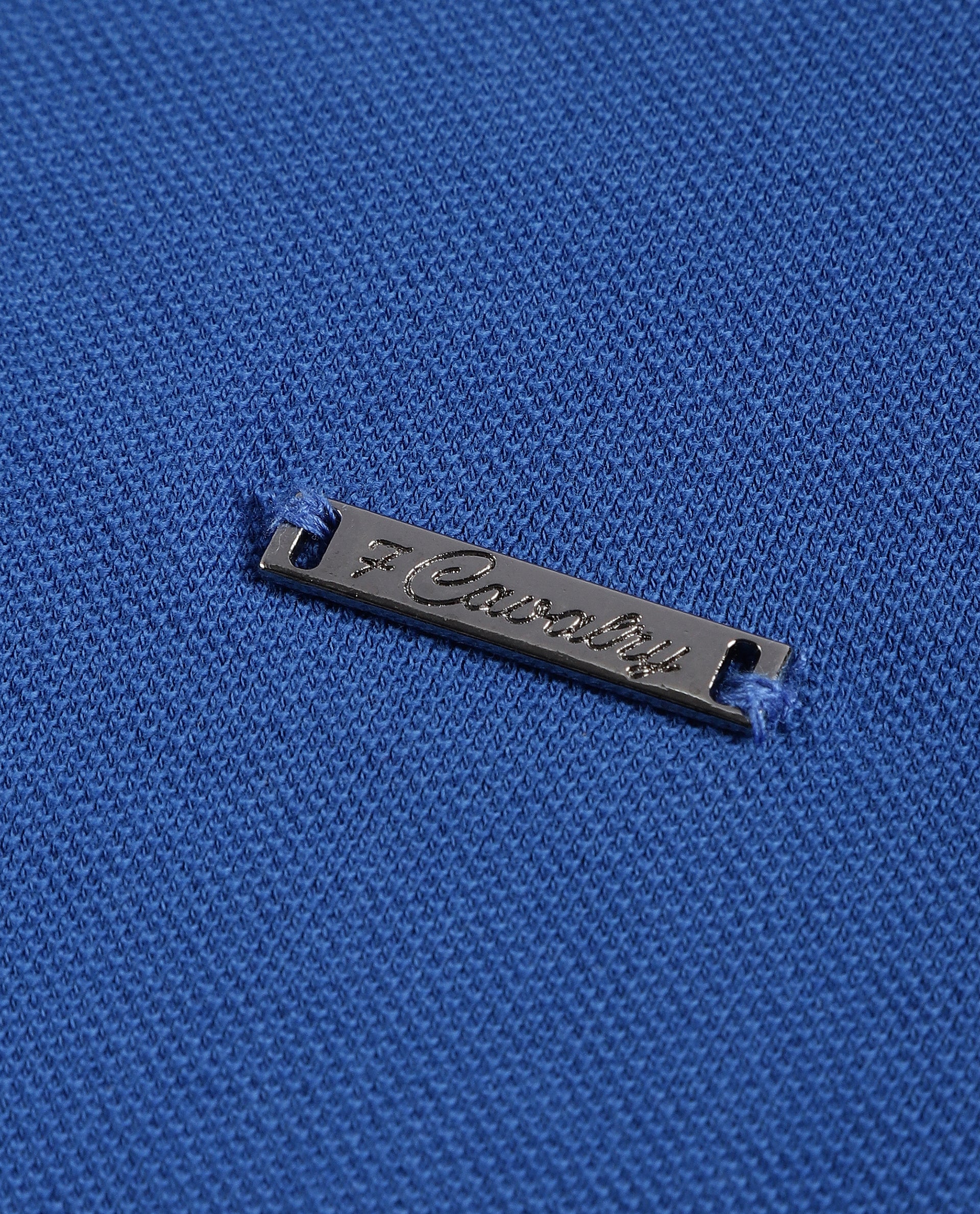 Imperial Prussian Blue Pique Knit Shirt with 7C Engraved Snap Buttons, Gun Metal Badge