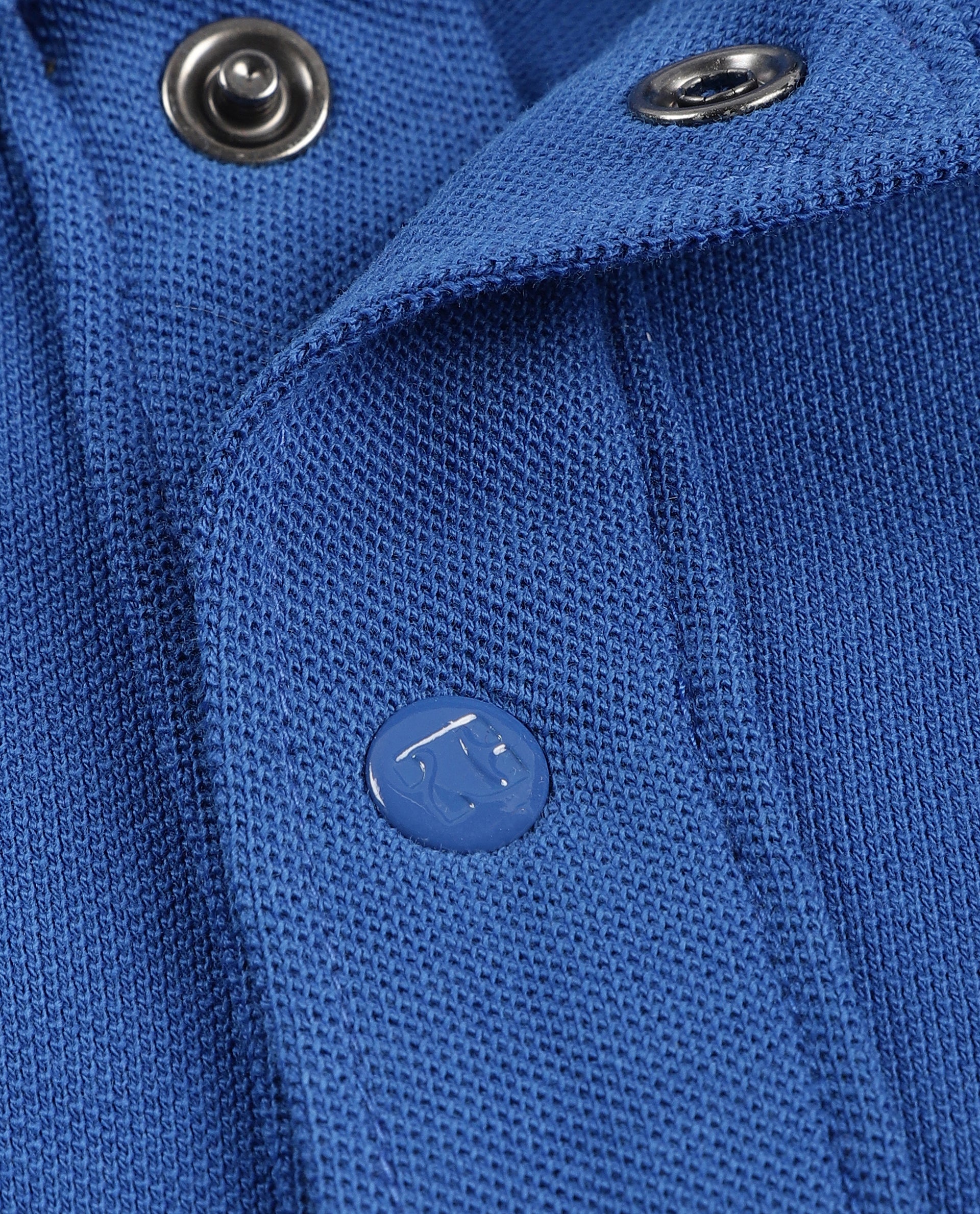 Imperial Prussian Blue Pique Knit Shirt with 7C Engraved Snap Buttons, Gun Metal Badge