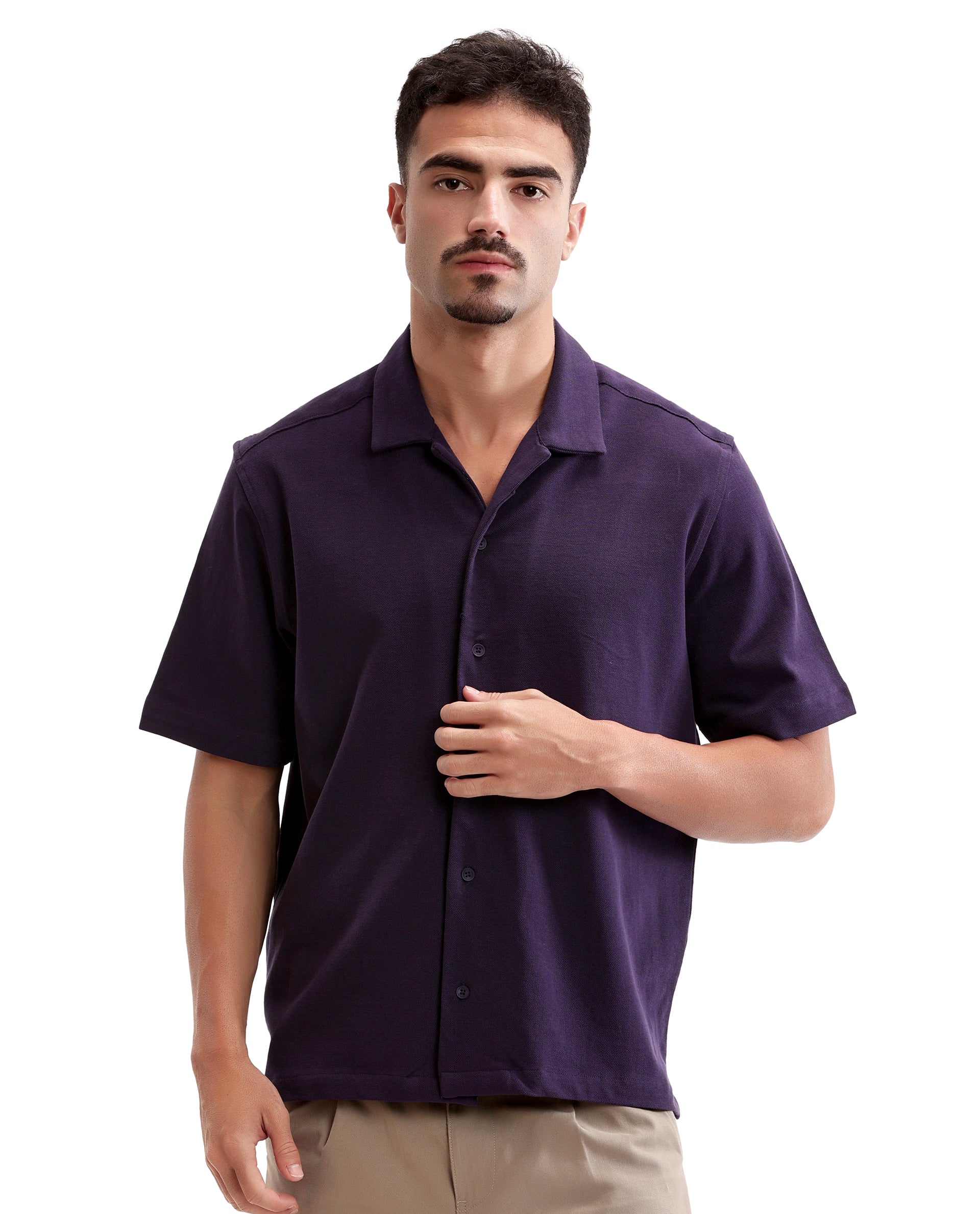 Deep Purple Pique Knit Shirt
