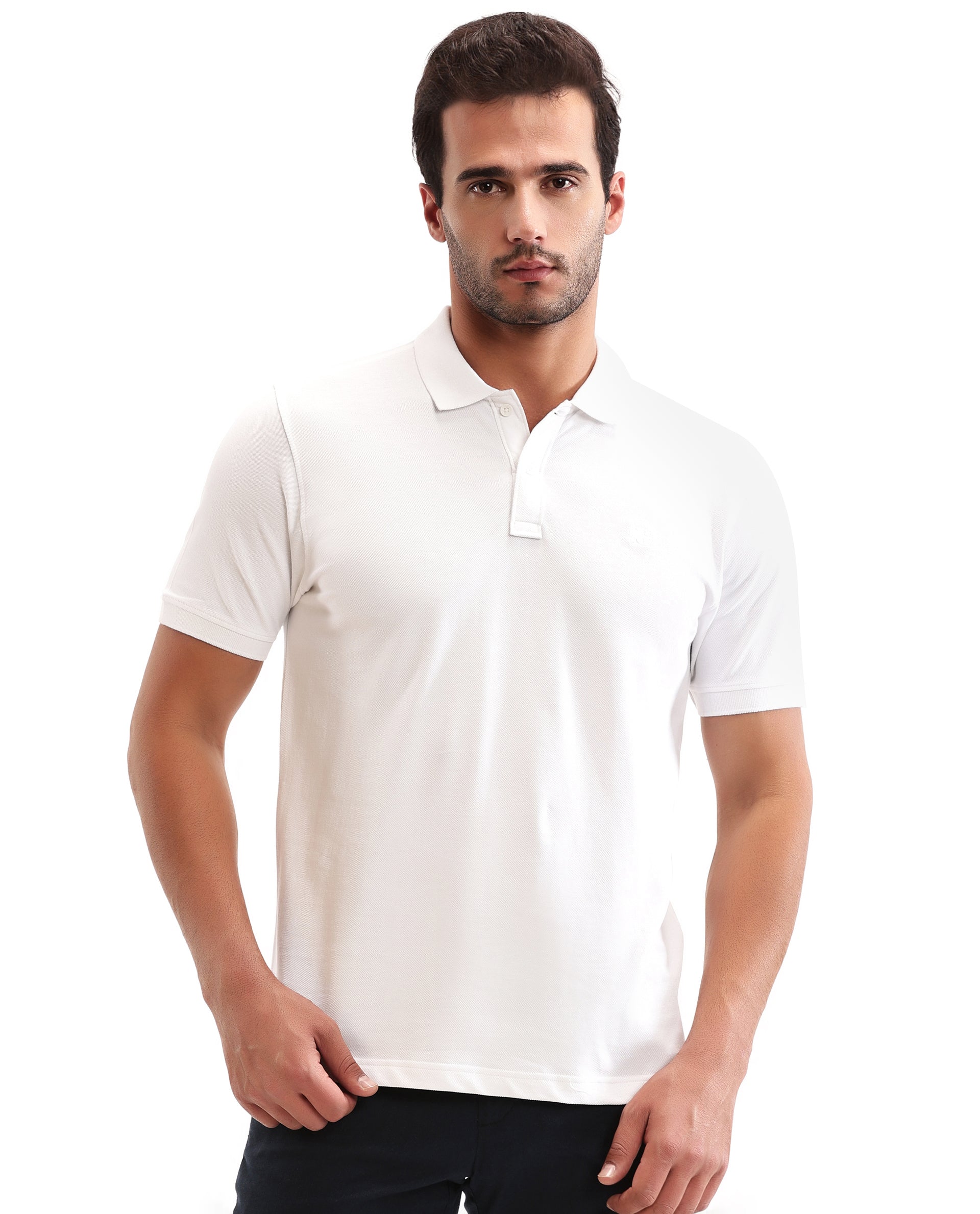 Pure White Pique Polo with Tone-on-Tone 7C Embroidery