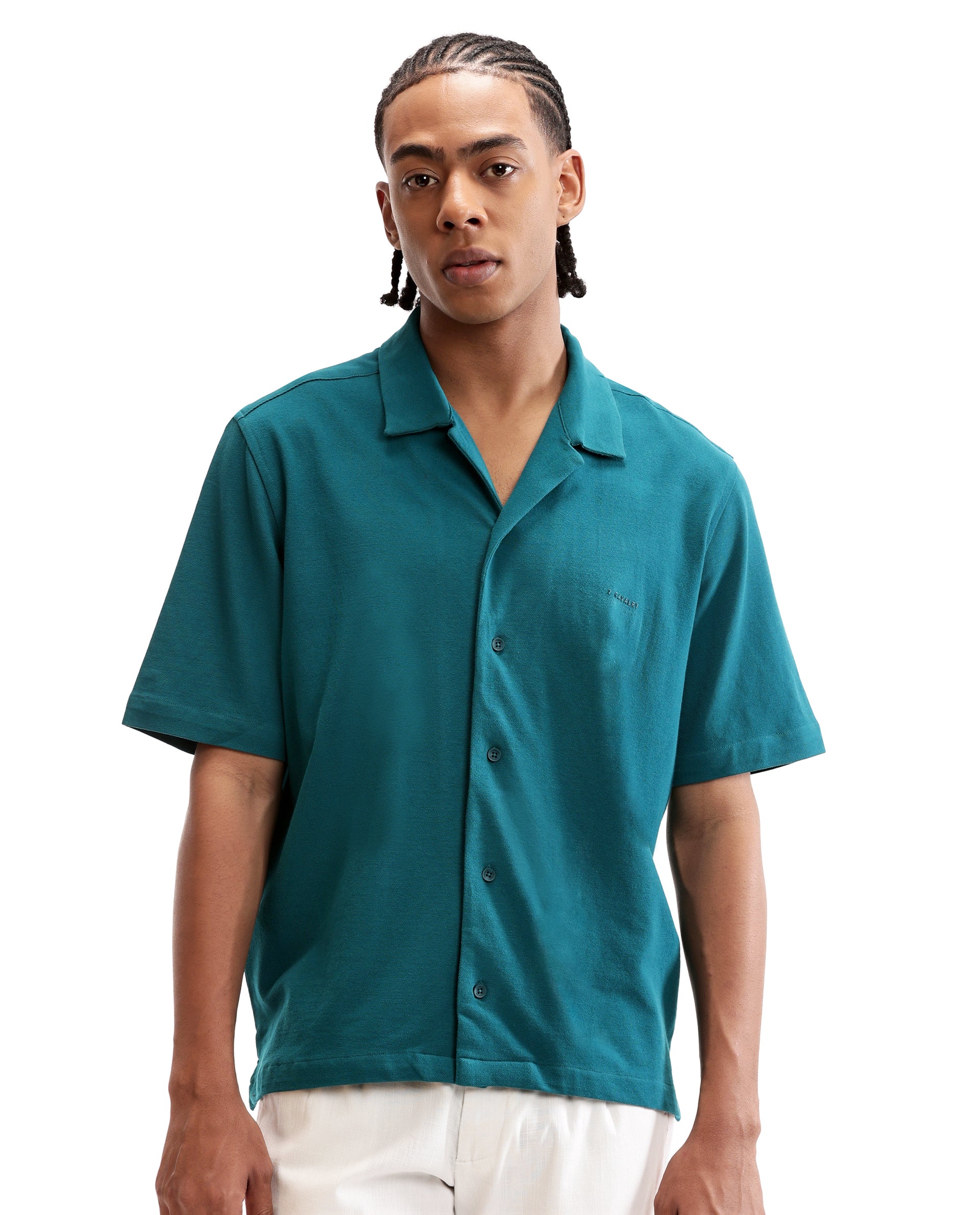 Ocean Teal Pique Knit Shirt with HD Print