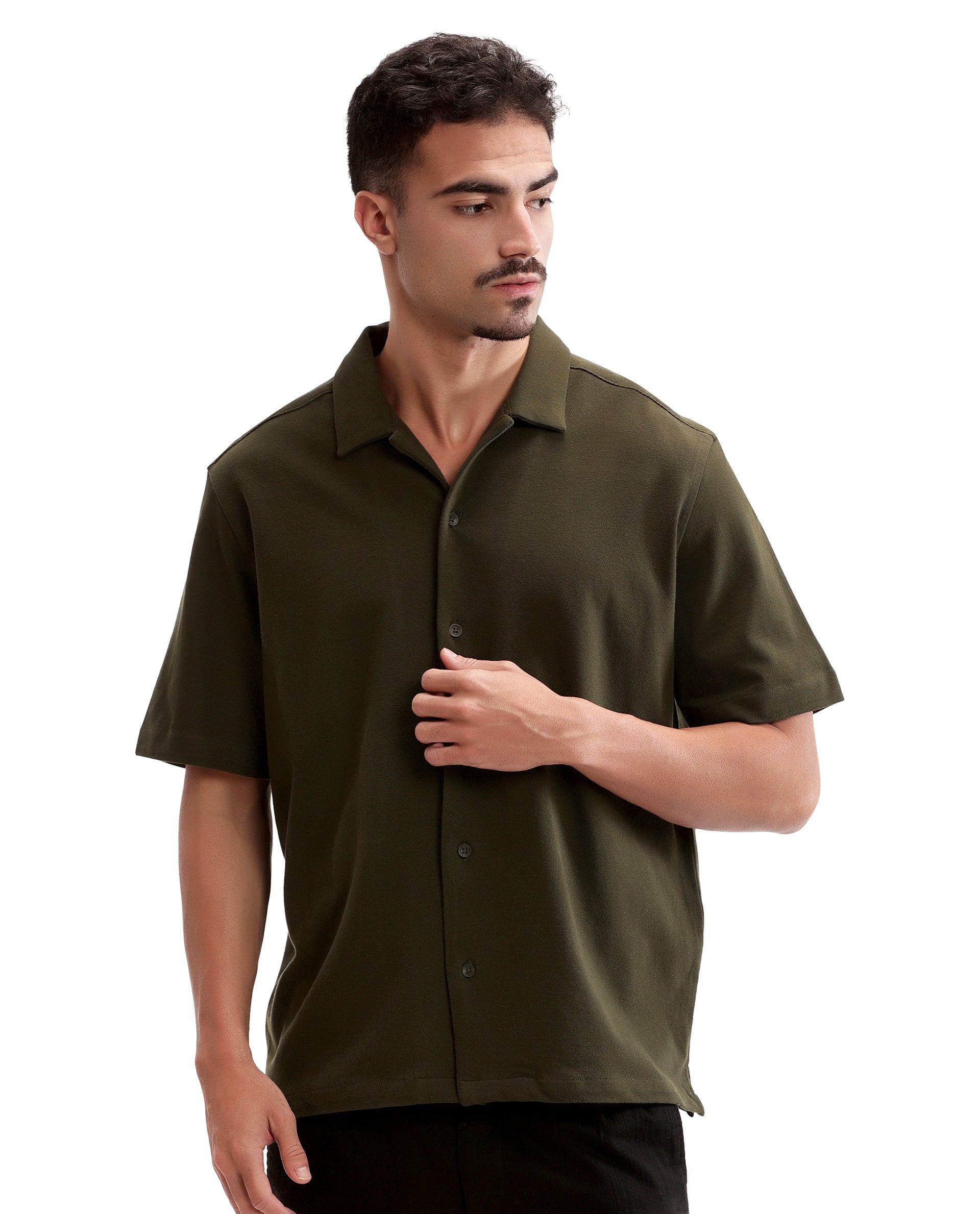 Vintage Olive Pique Knit Shirt