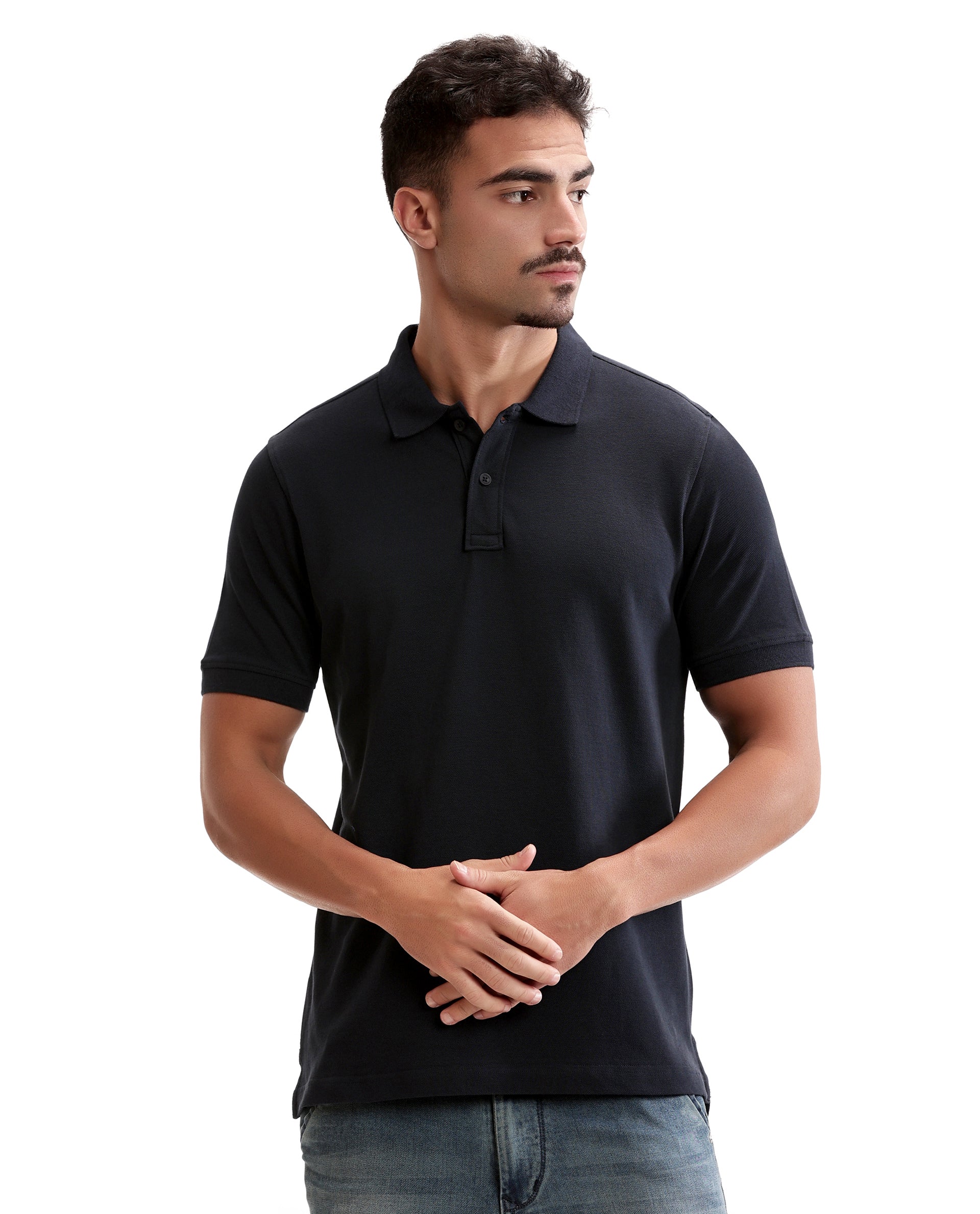 Midnight Navy Blue Pique Polo