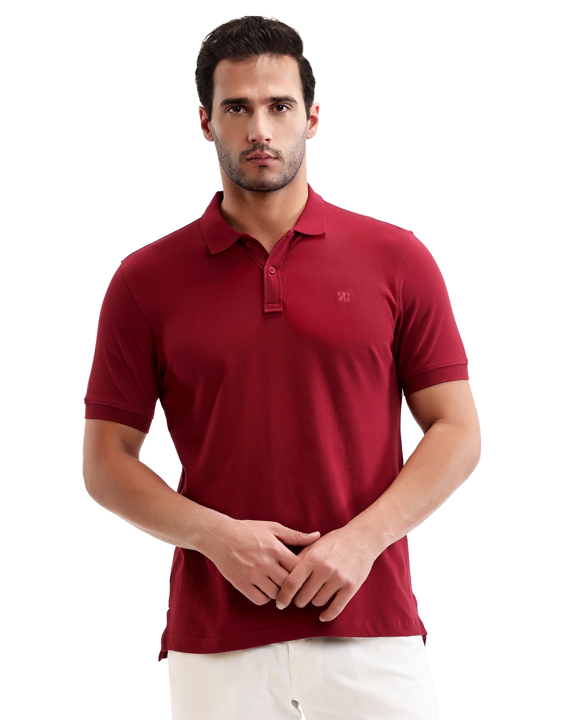 Bordeaux Maroon Pique Polo with Tone-on-Tone 7C Embroidery