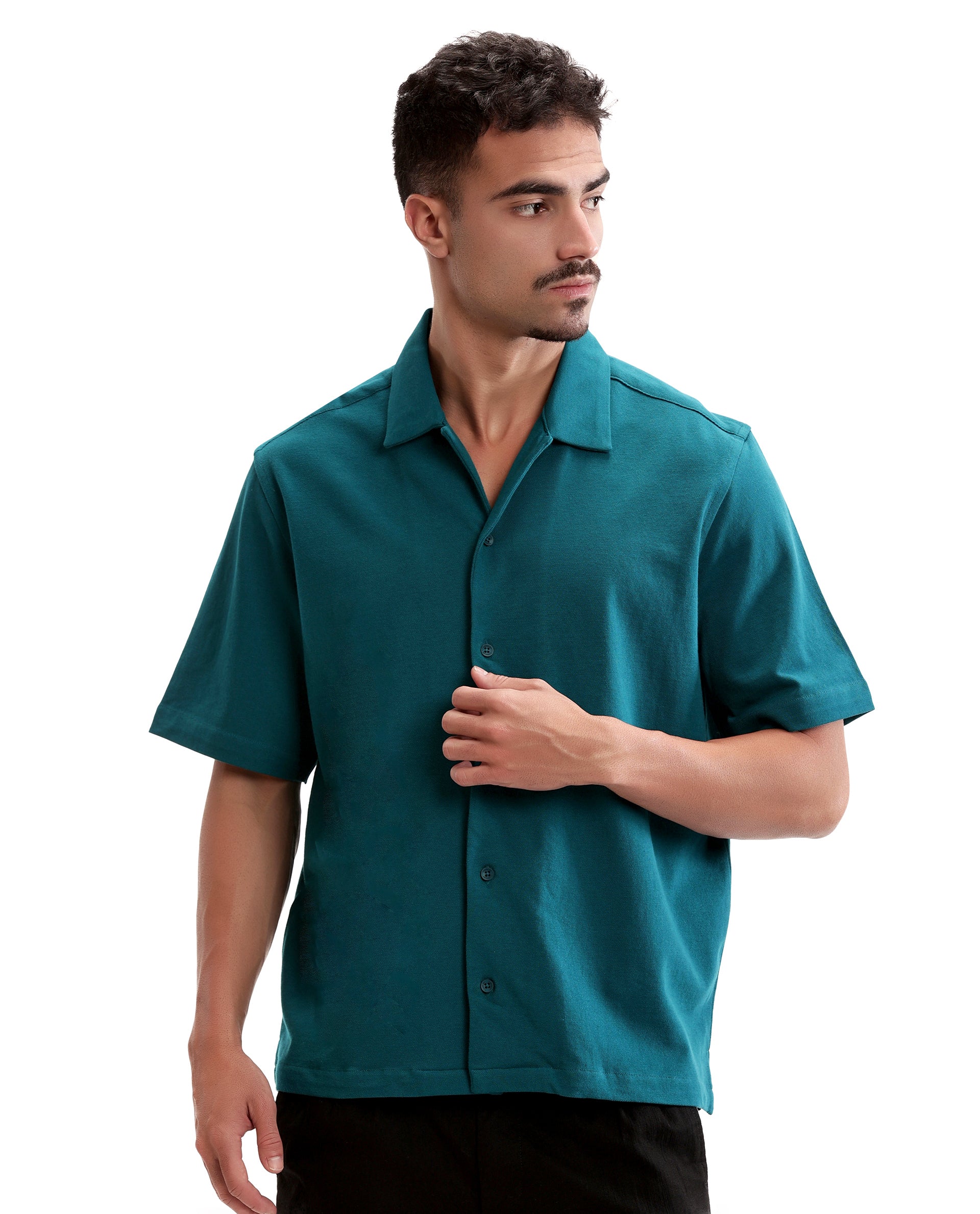 Ocean Teal Pique Knit Shirt