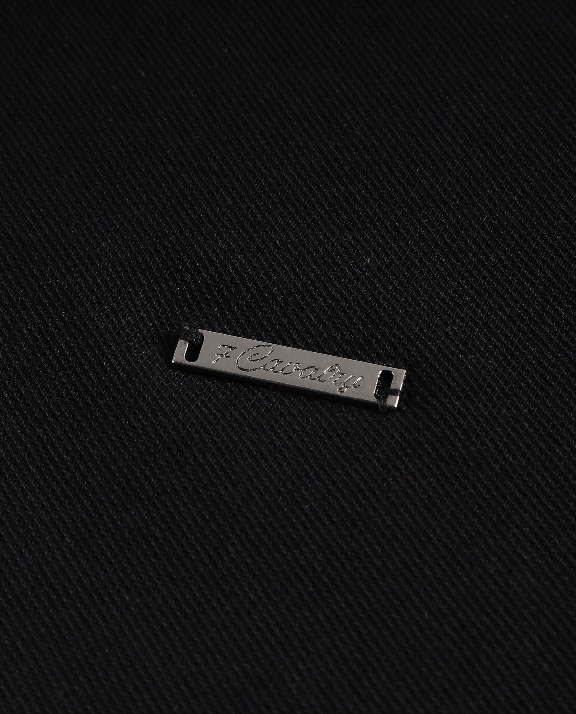 Charcoal Black Pique Polo with Metal Buttons, 7C Metal Badge