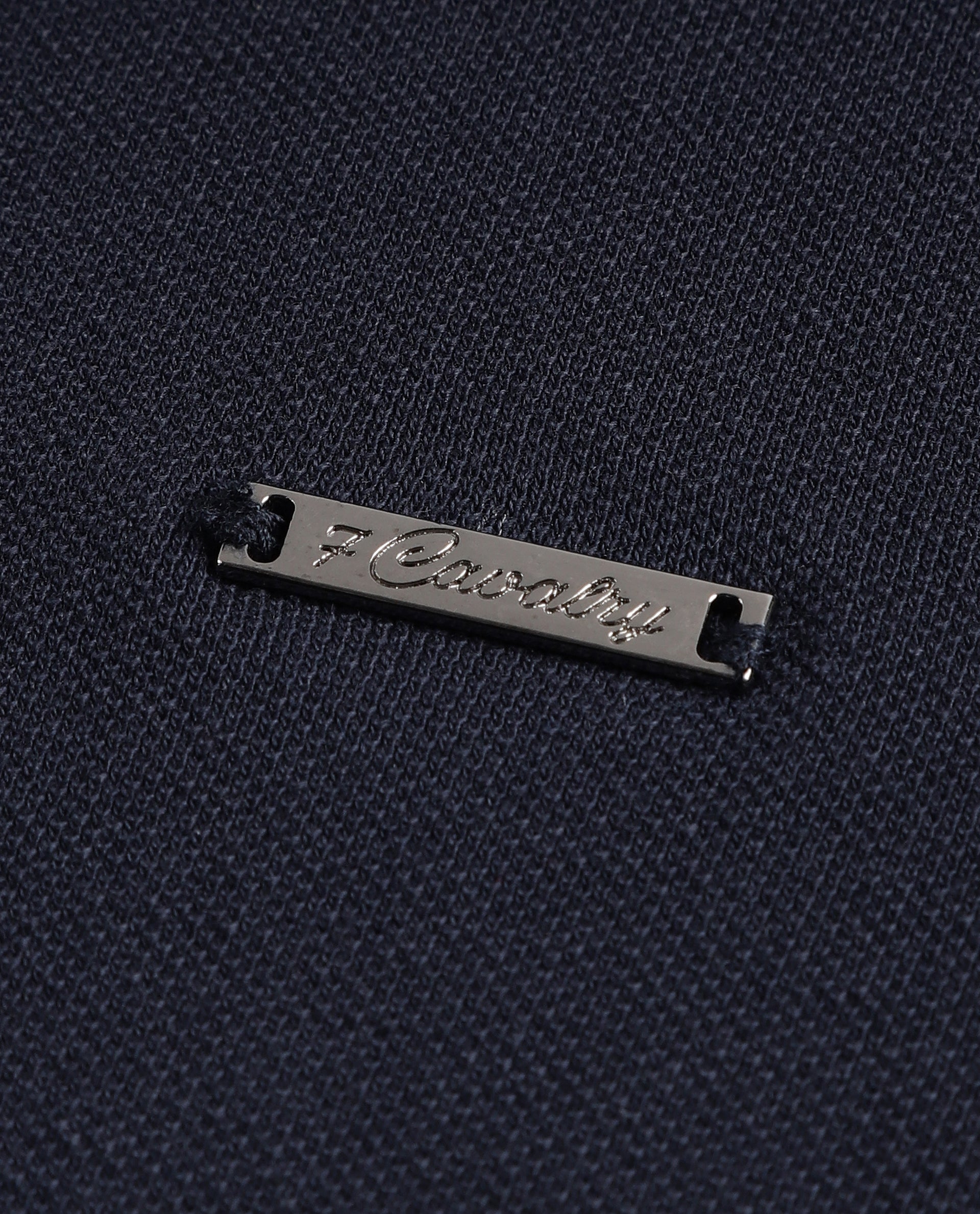 Midnight Navy Blue Pique Polo with Metal Buttons, 7C Metal Badge