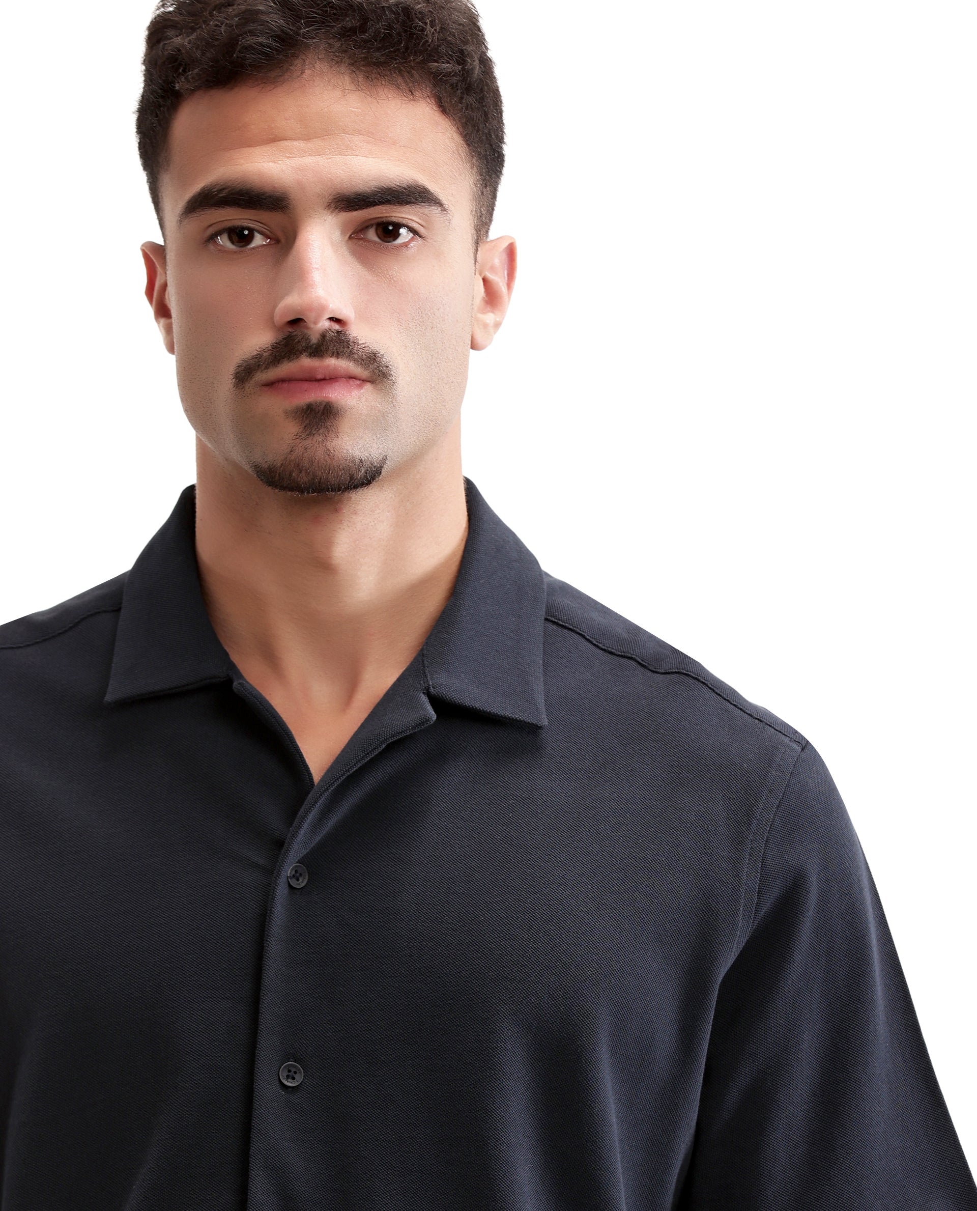 Midnight Navy Blue Pique Knit Shirt