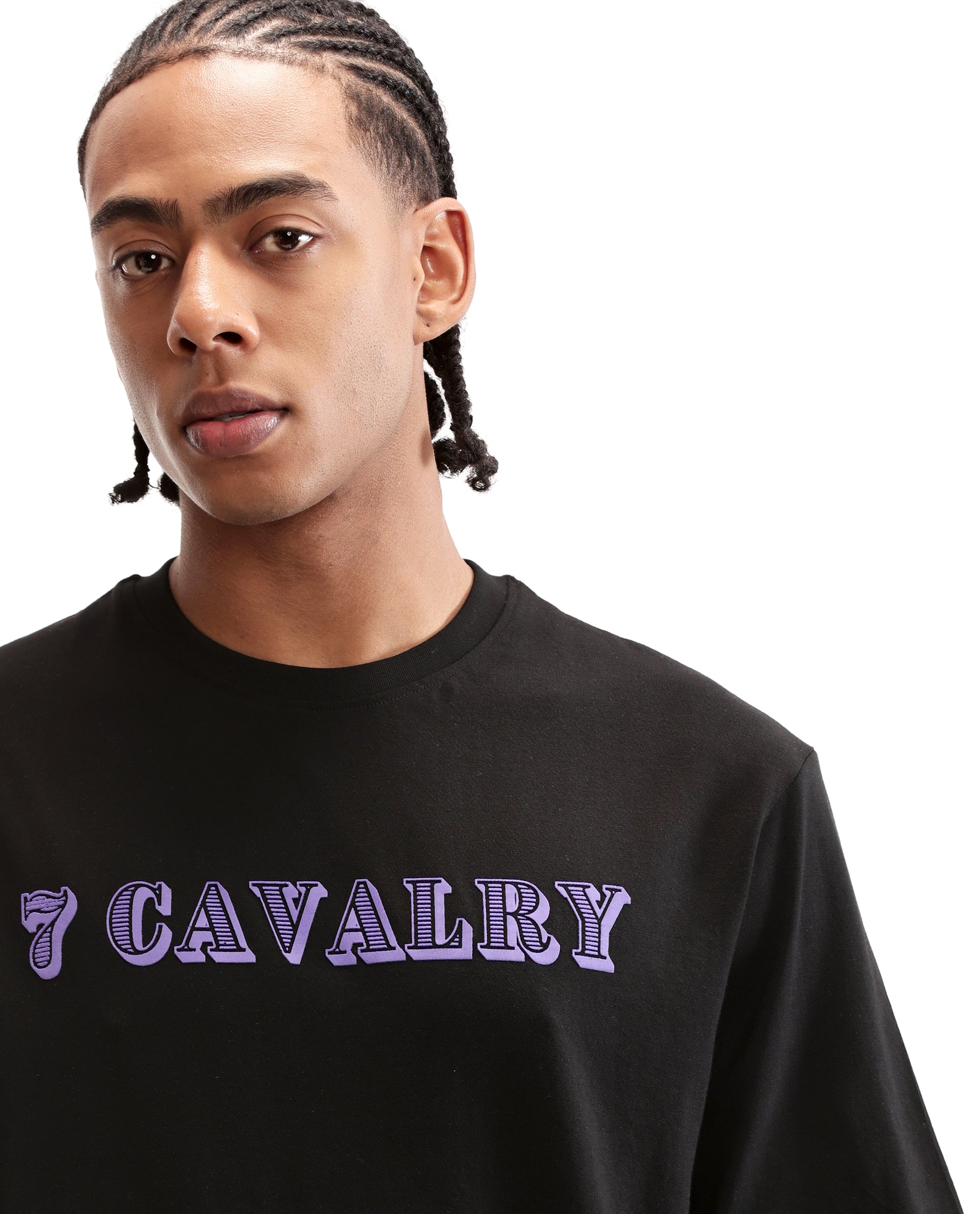 Charcoal Black Single Jersey Crew Neck Oversized T-Shirt with Deep Purple HD Print