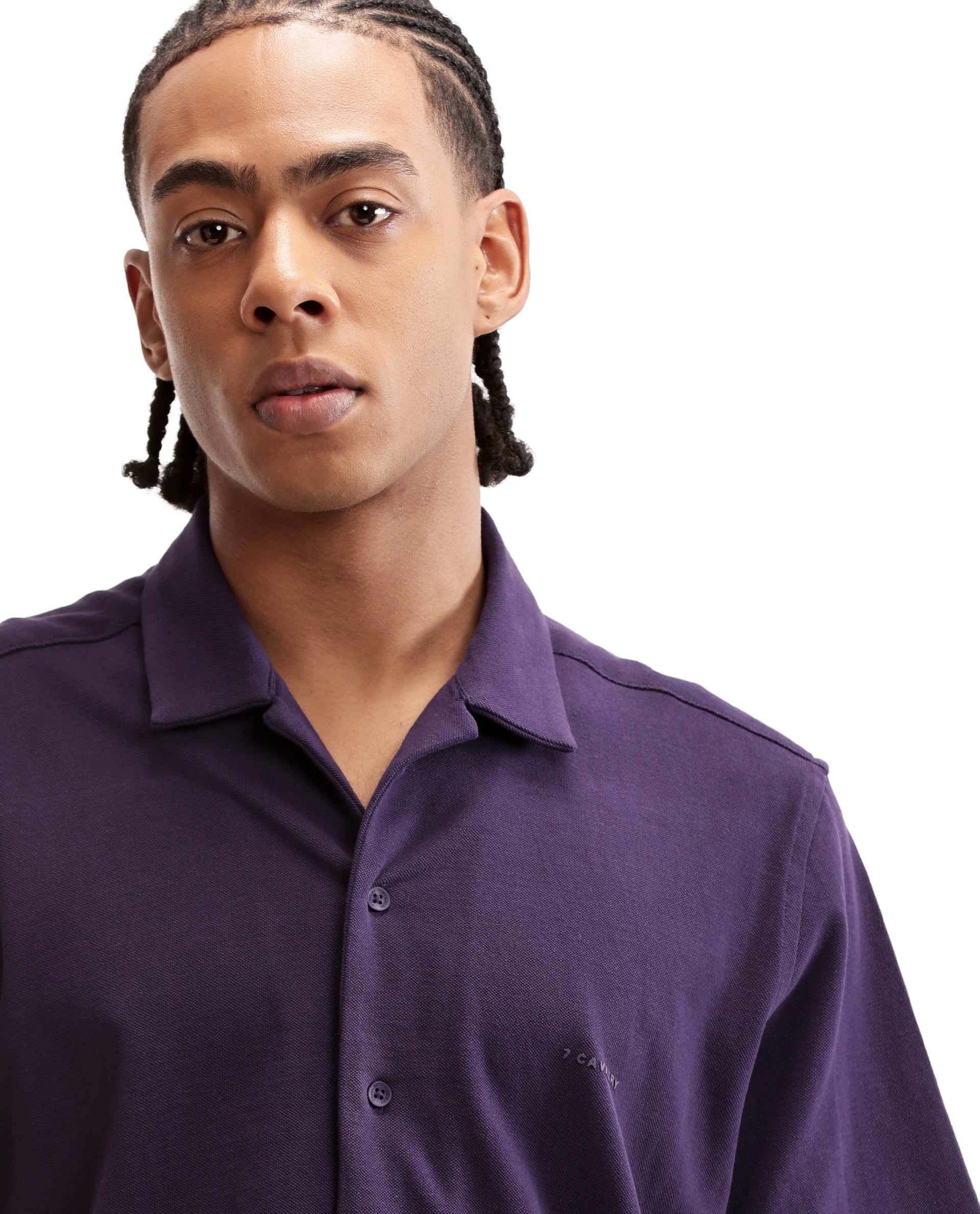 Deep Purple Pique Knit Shirt with HD Print
