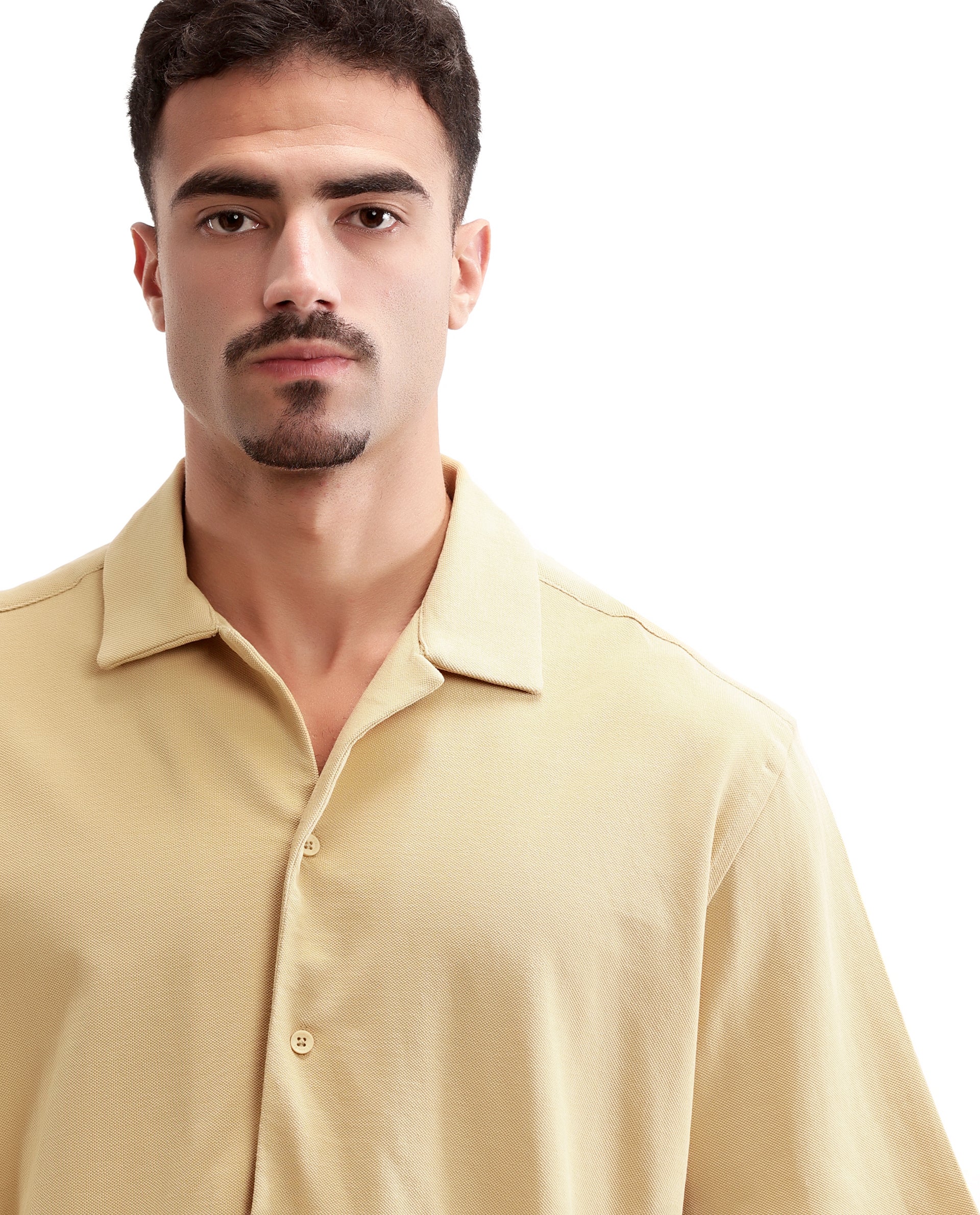 Camel Beige Pique Knit Shirt