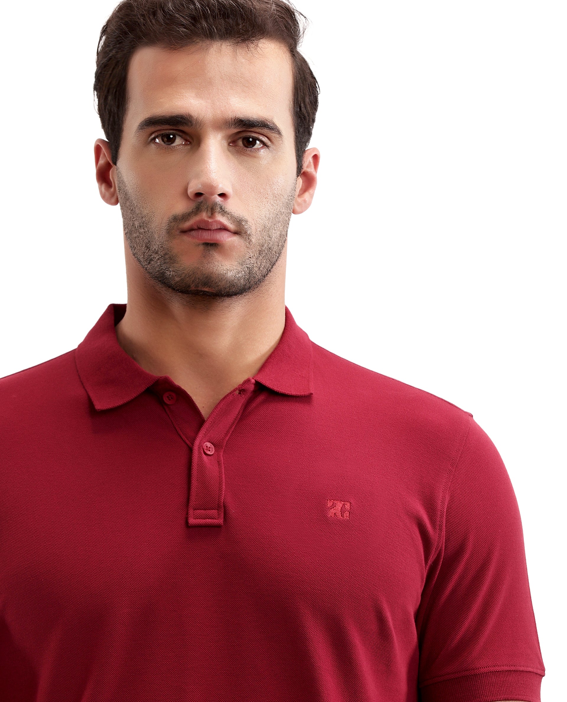 Bordeaux Maroon Pique Polo with Tone-on-Tone 7C Embroidery