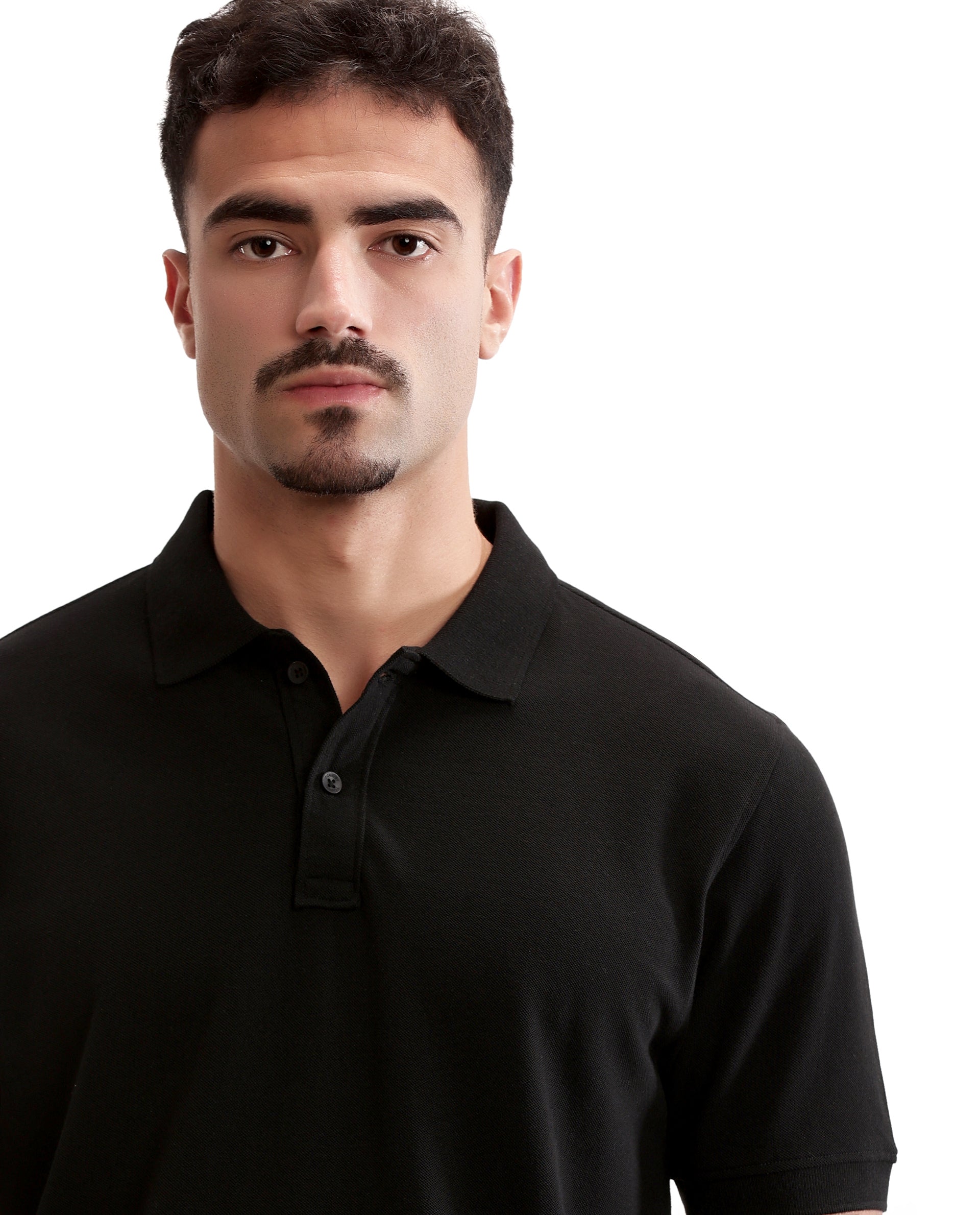 Charcoal Black Pique Polo