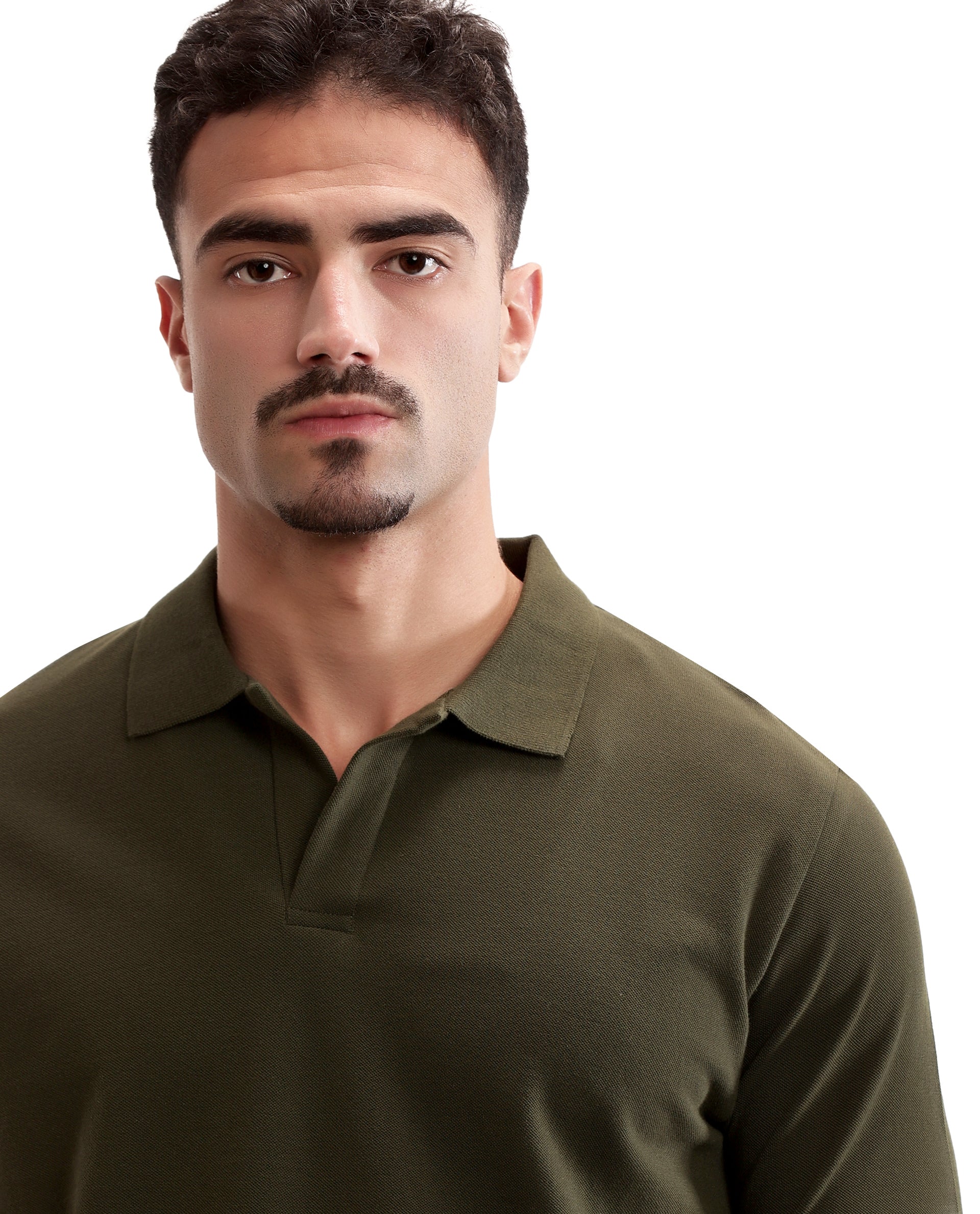 Vintage Olive Pique Johnny Collar Polo