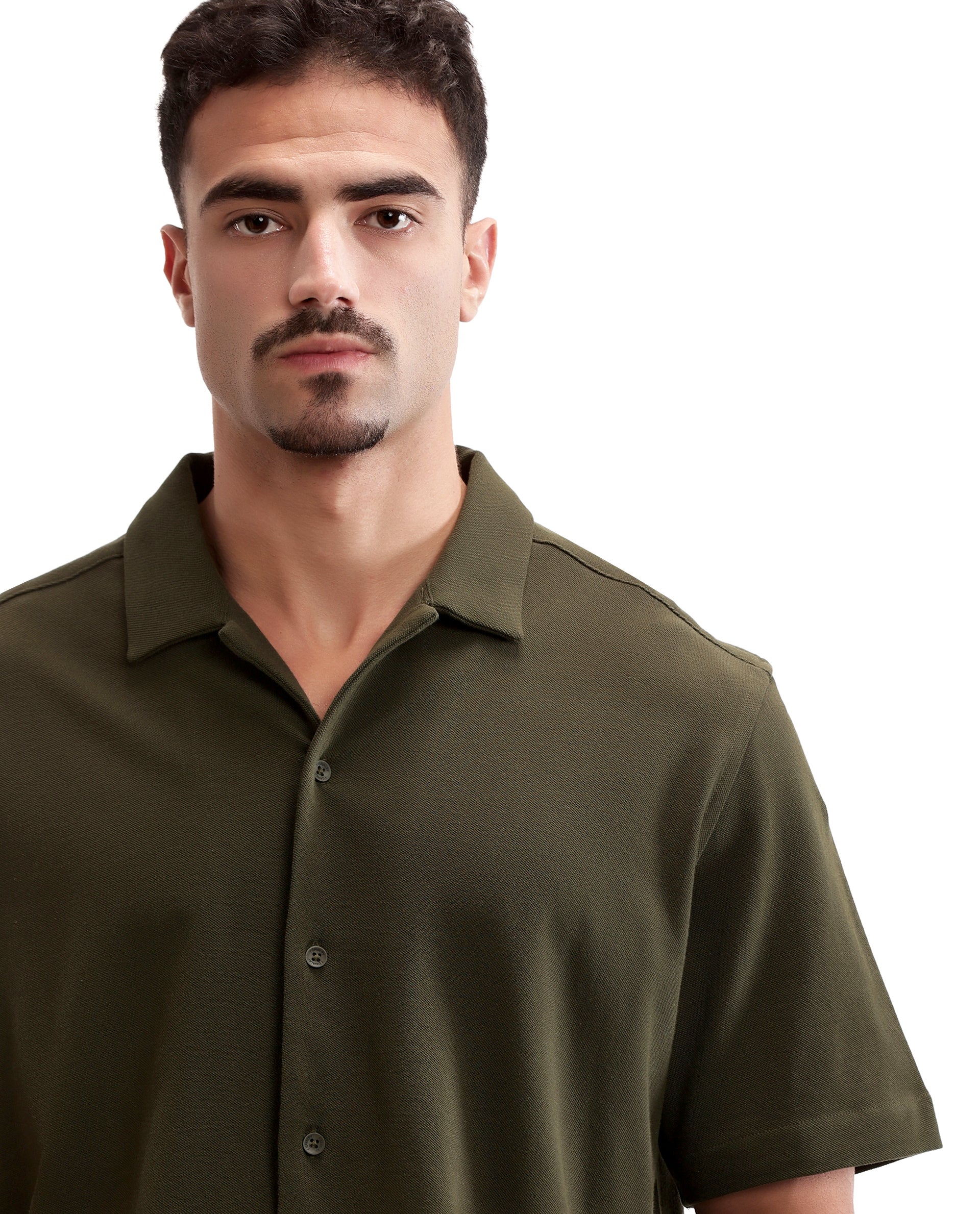 Vintage Olive Pique Knit Shirt