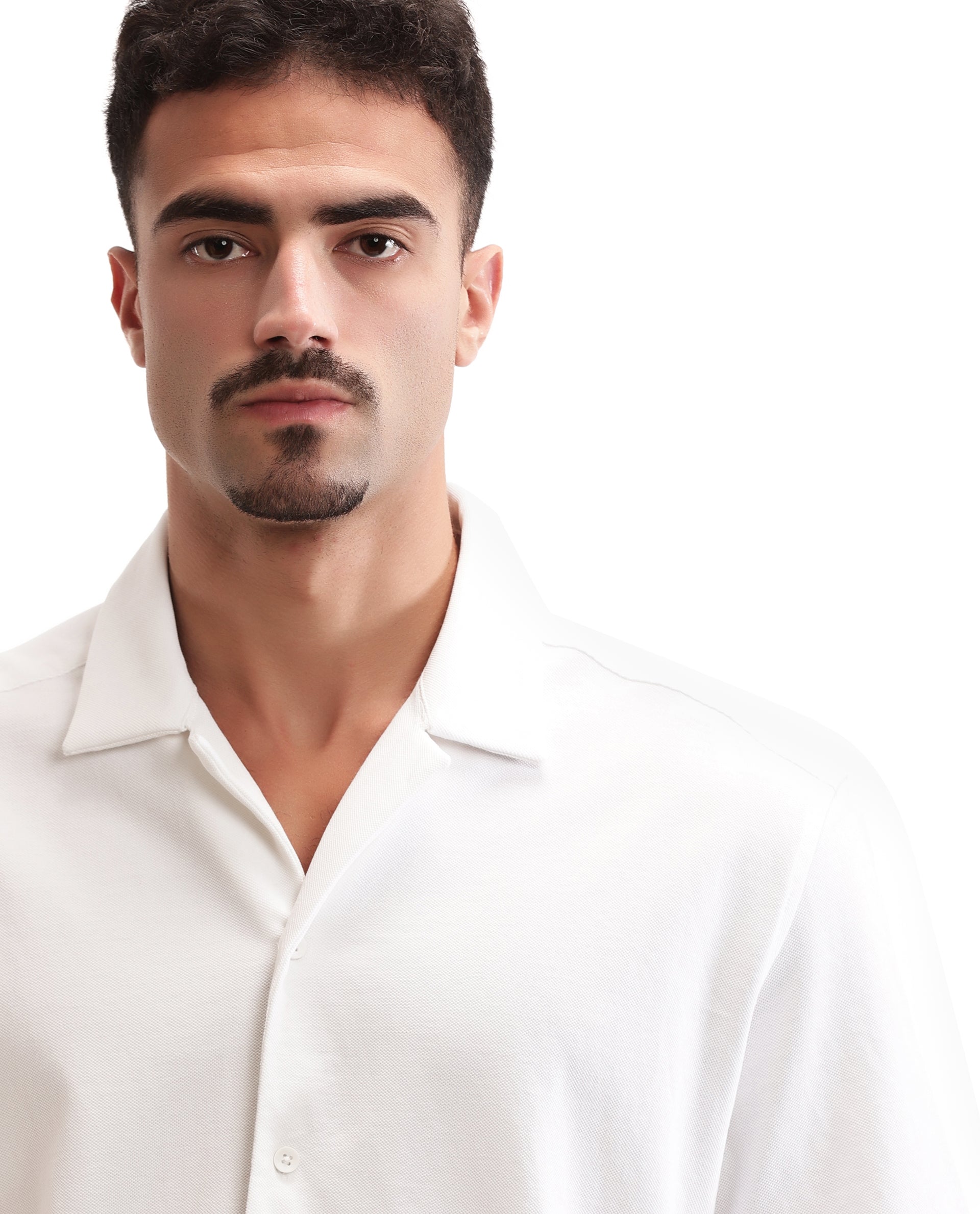 Pure White Pique Knit Shirt