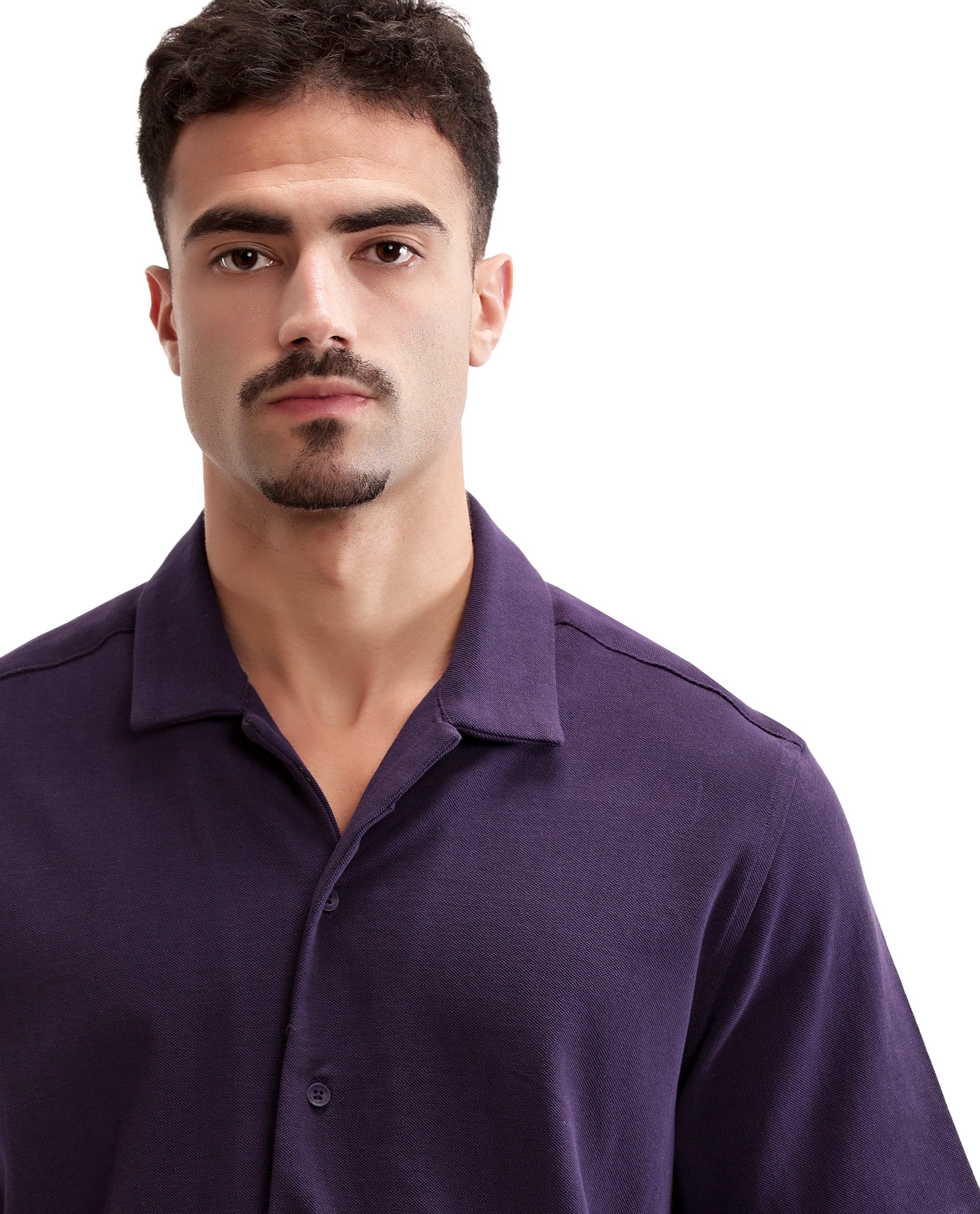 Deep Purple Pique Knit Shirt