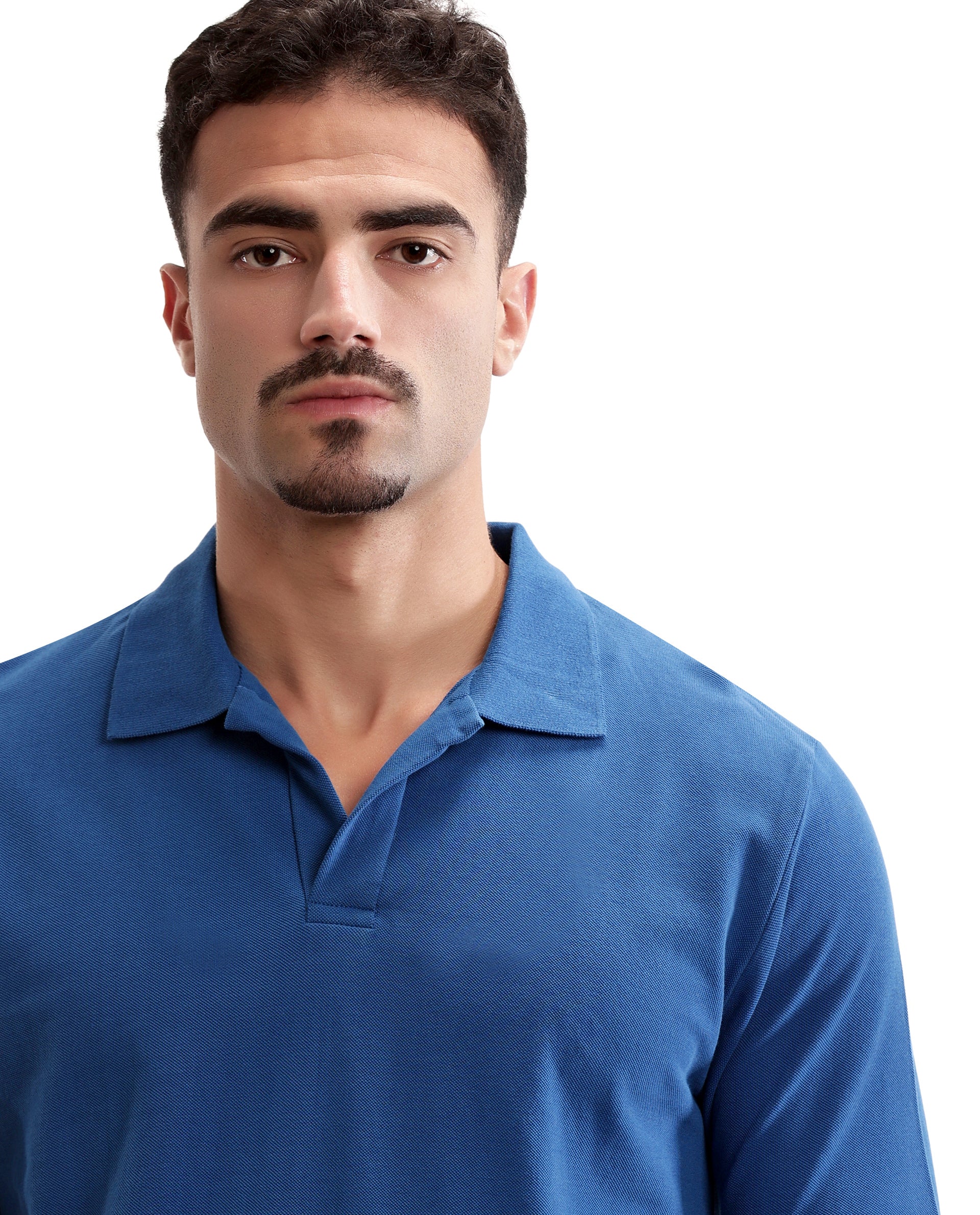 Imperial Prussian Blue Pique Johnny Collar Polo