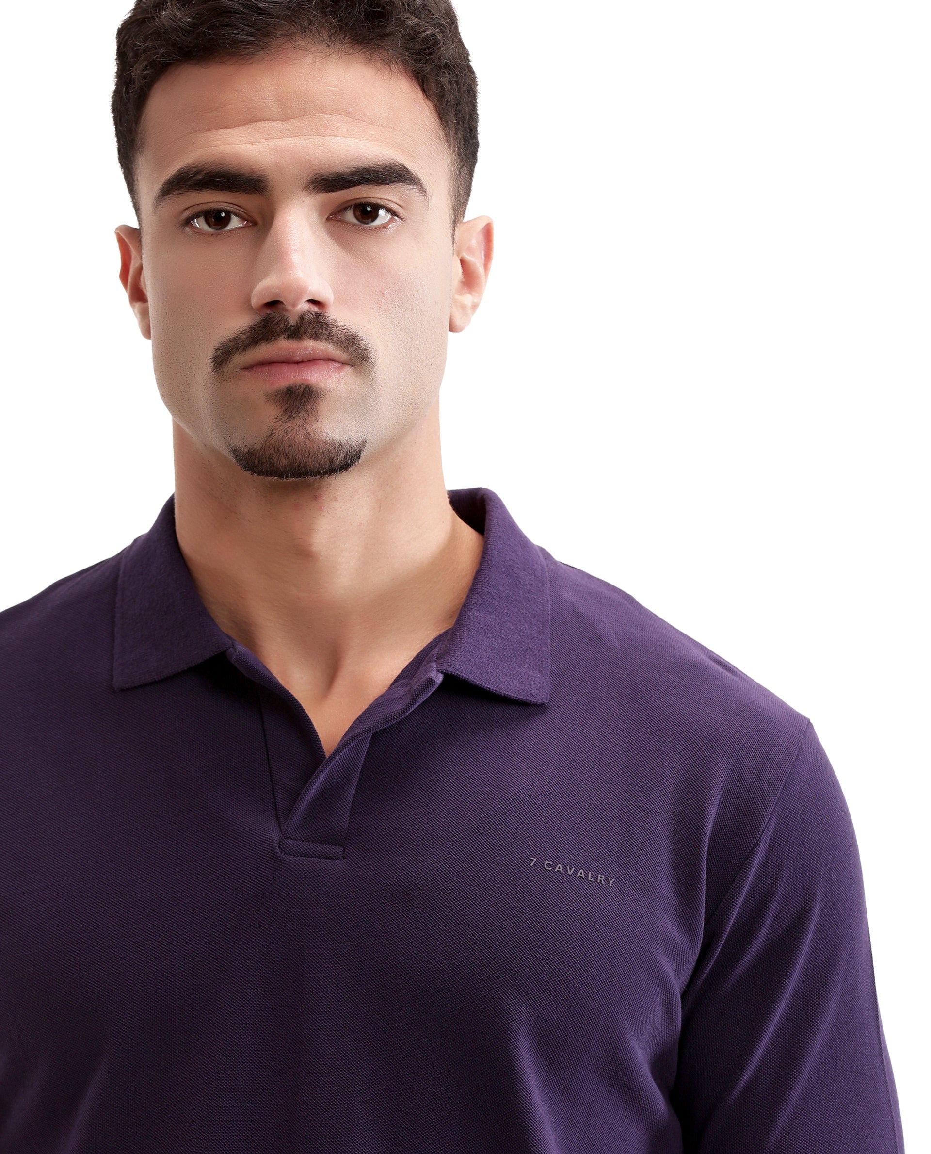 Deep Purple Pique Johnny Collar Polo with HD Print