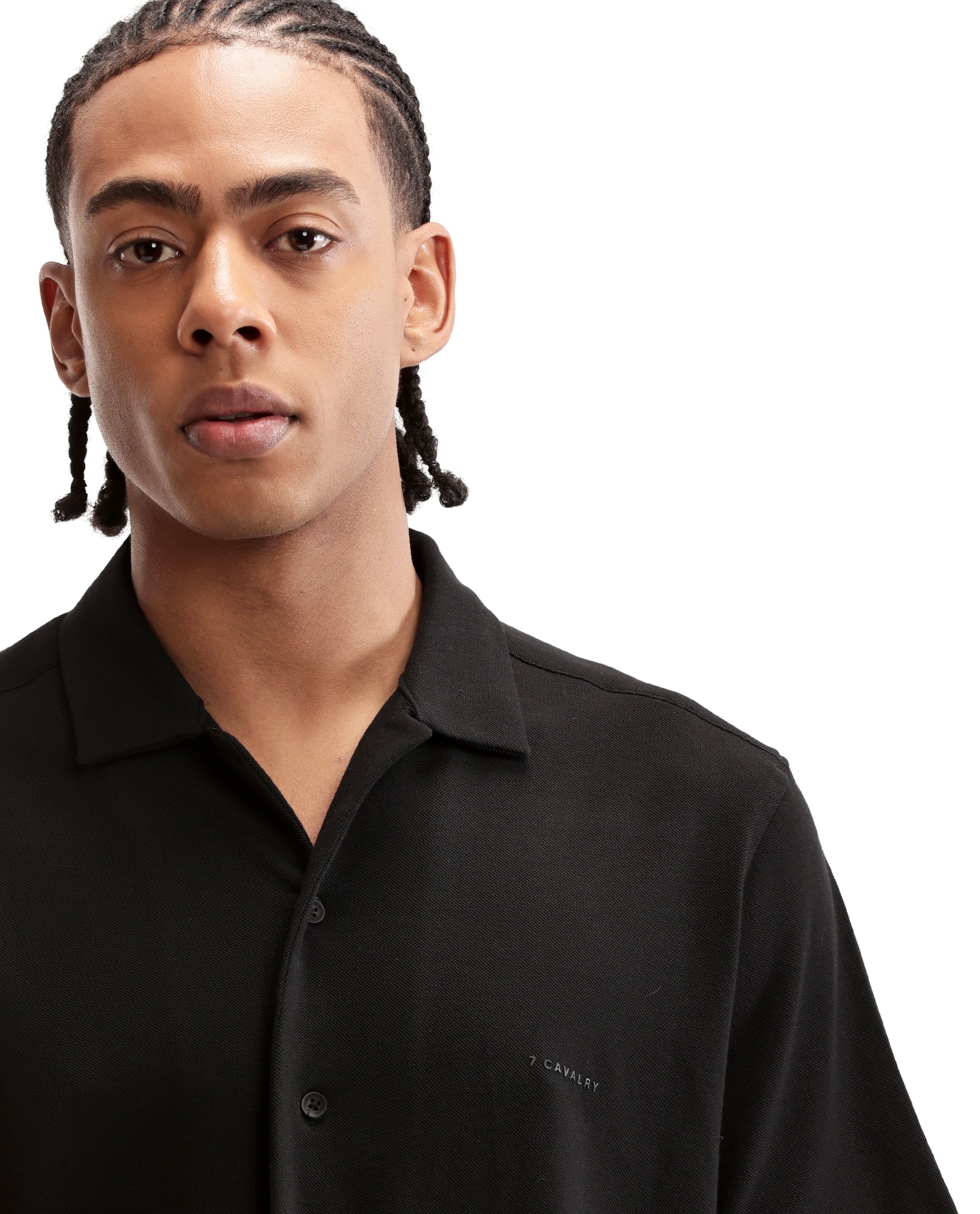 Charcoal Black Pique Knit Shirt with HD Print
