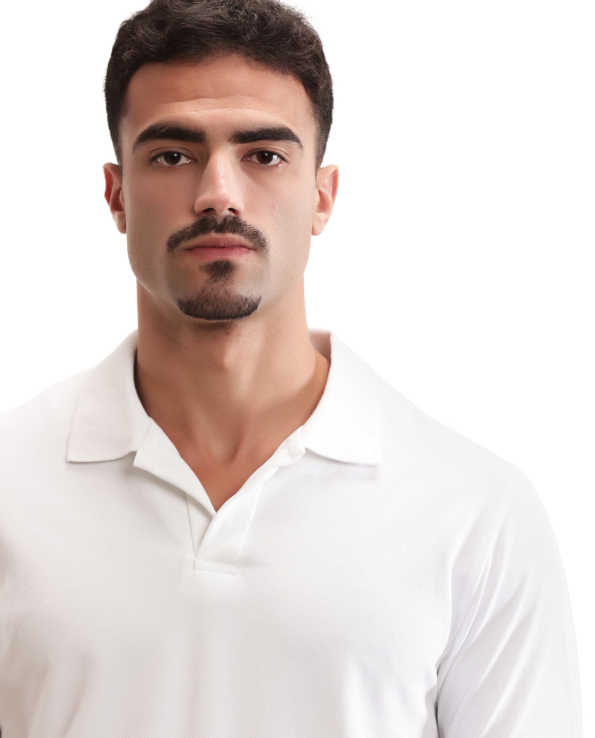 Pure White Pique Johnny Collar Polo