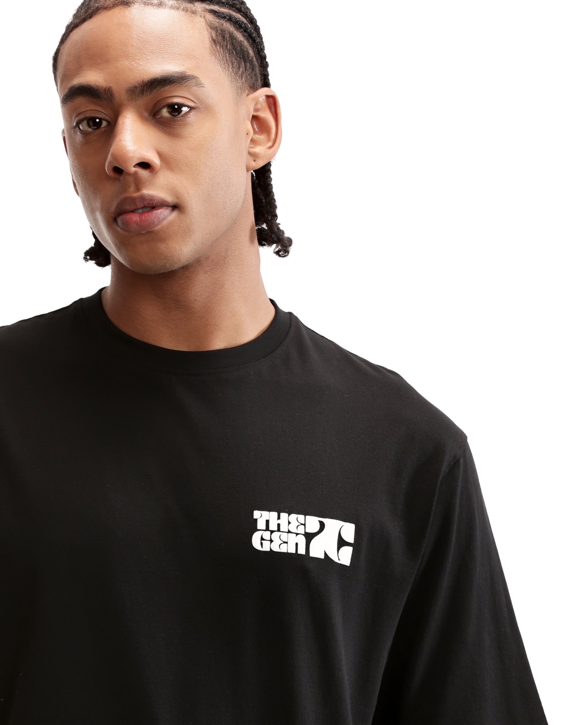 Charcoal Black Single Jersey Crew Neck Oversized T-Shirt with 7C Premium HD Print