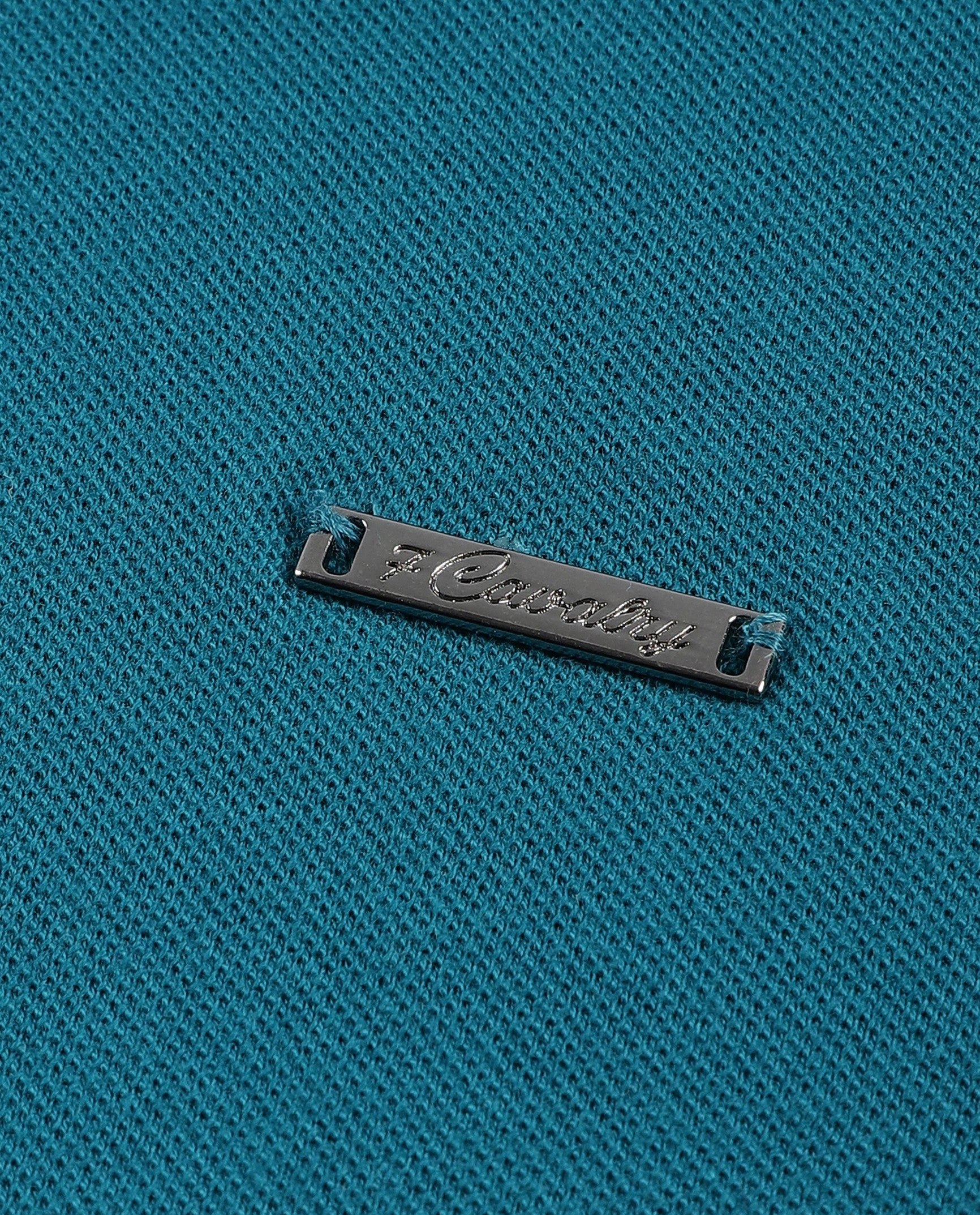 Ocean Teal Pique Polo with Metal Buttons, 7C Metal Badge